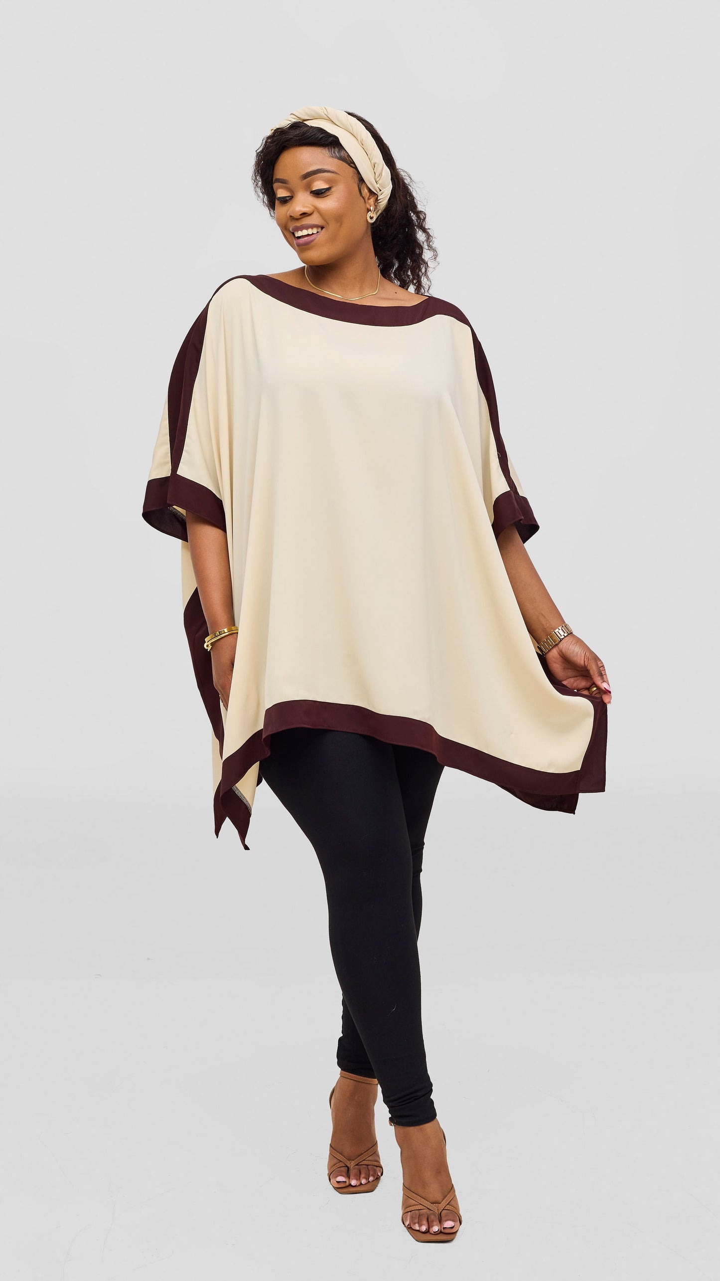 Vivo Liora Kaftan Tunic Top - Cream