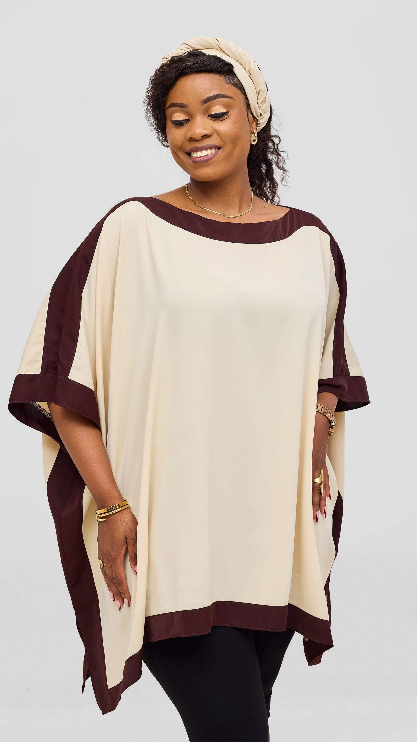 Vivo Liora Kaftan Tunic Top - Cream