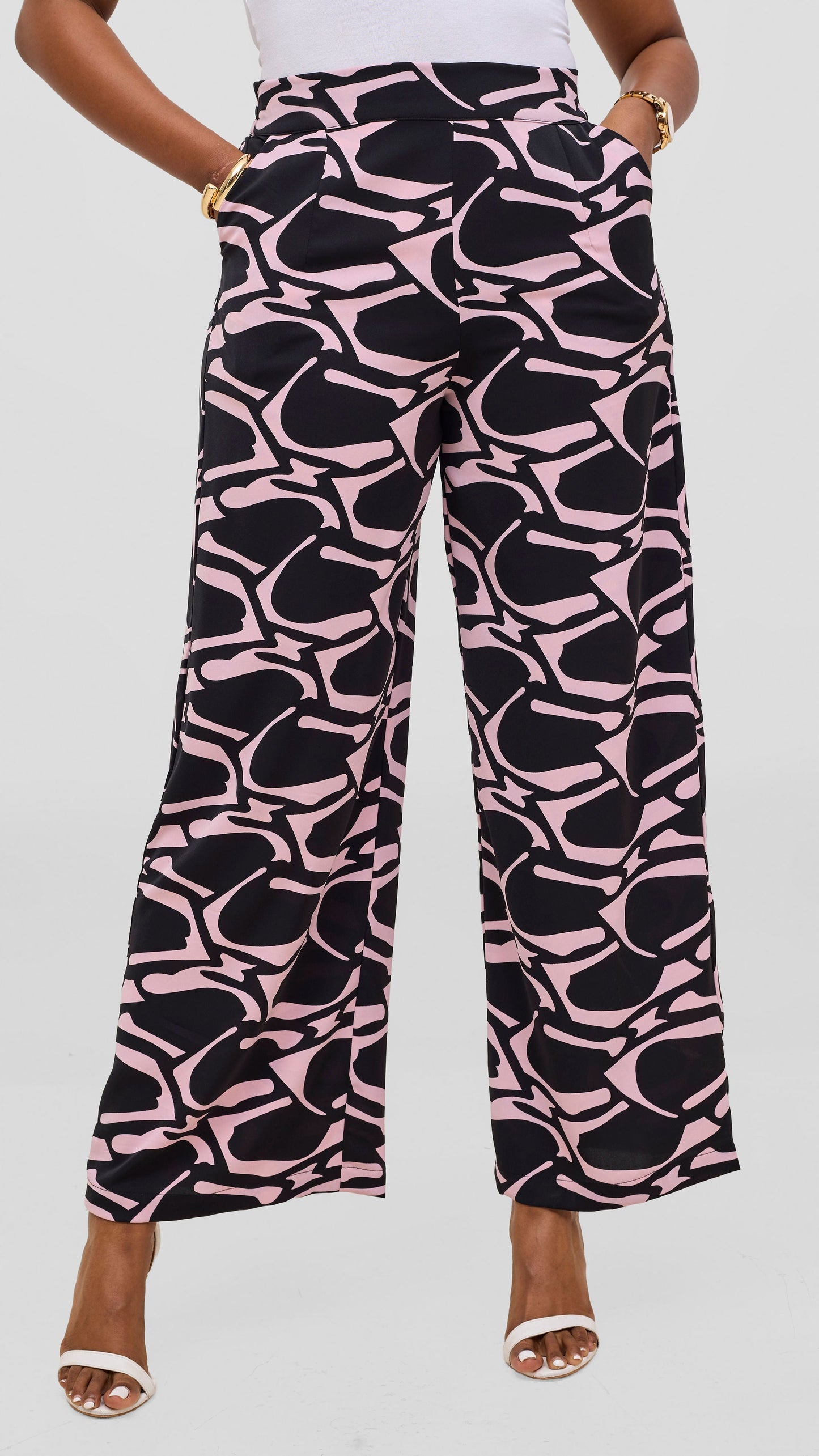 Vivo Maisha Kimono & Pant Set - Light Pink / Black Print