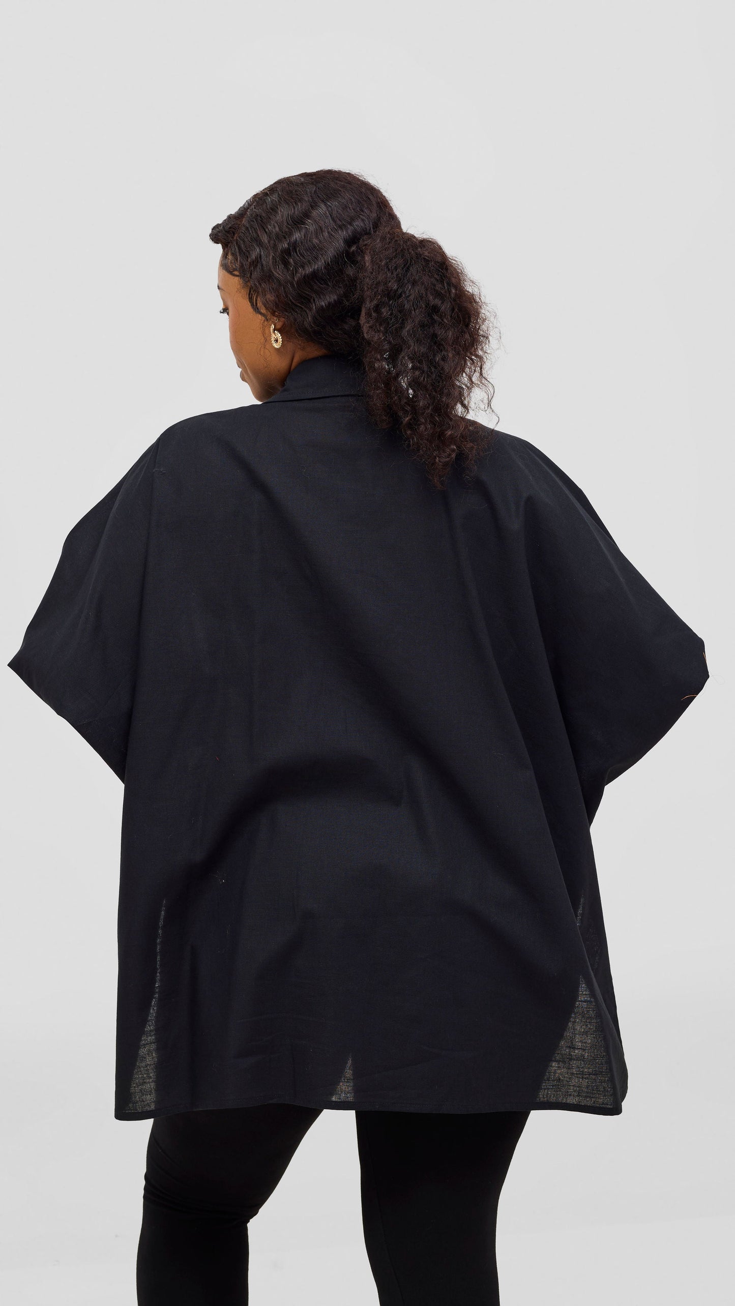Safari by Vivo Zehra Extra Wide Linen Shirt - Black