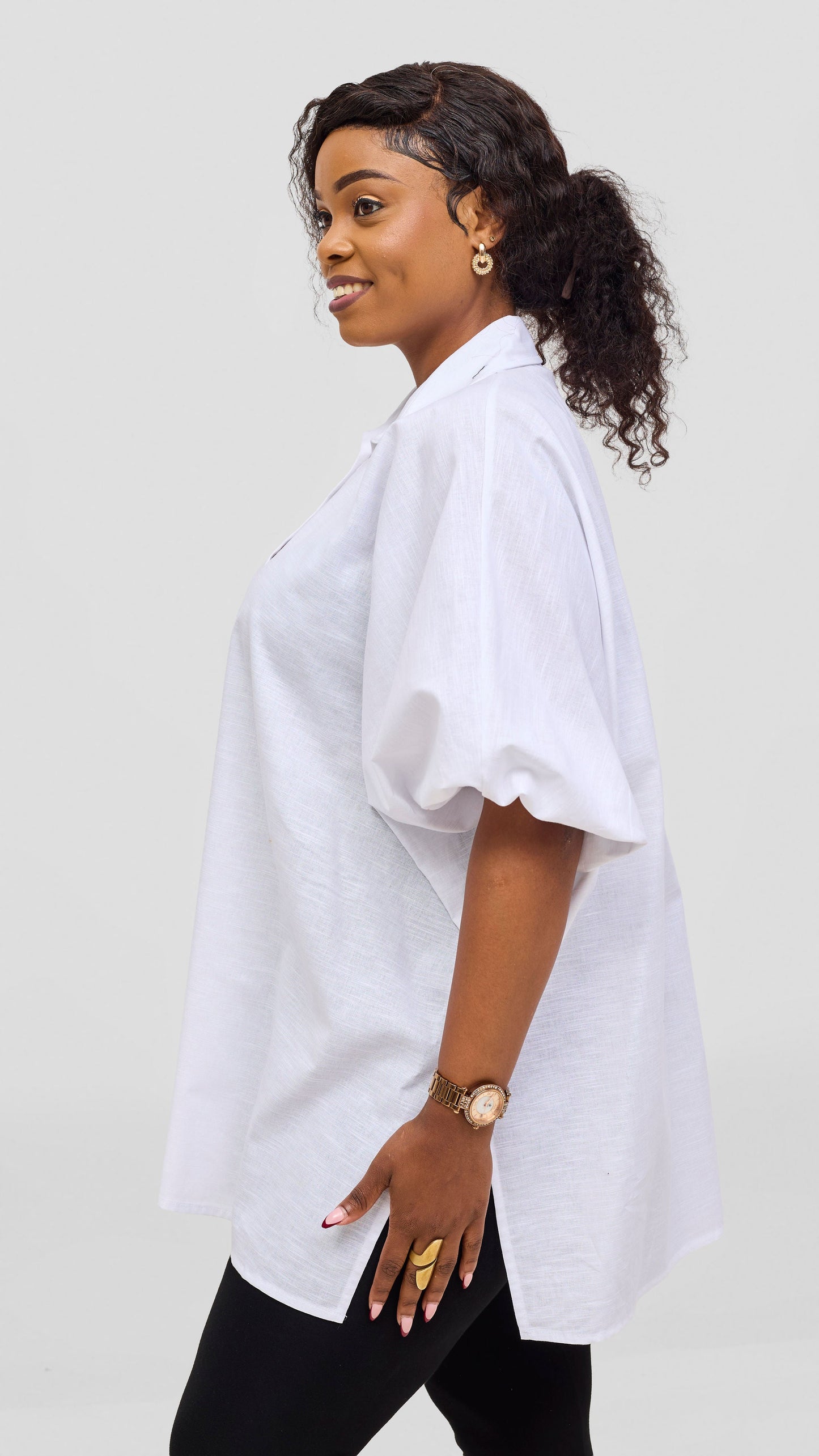 Safari by Vivo Zehra Extra Wide Linen Shirt - White