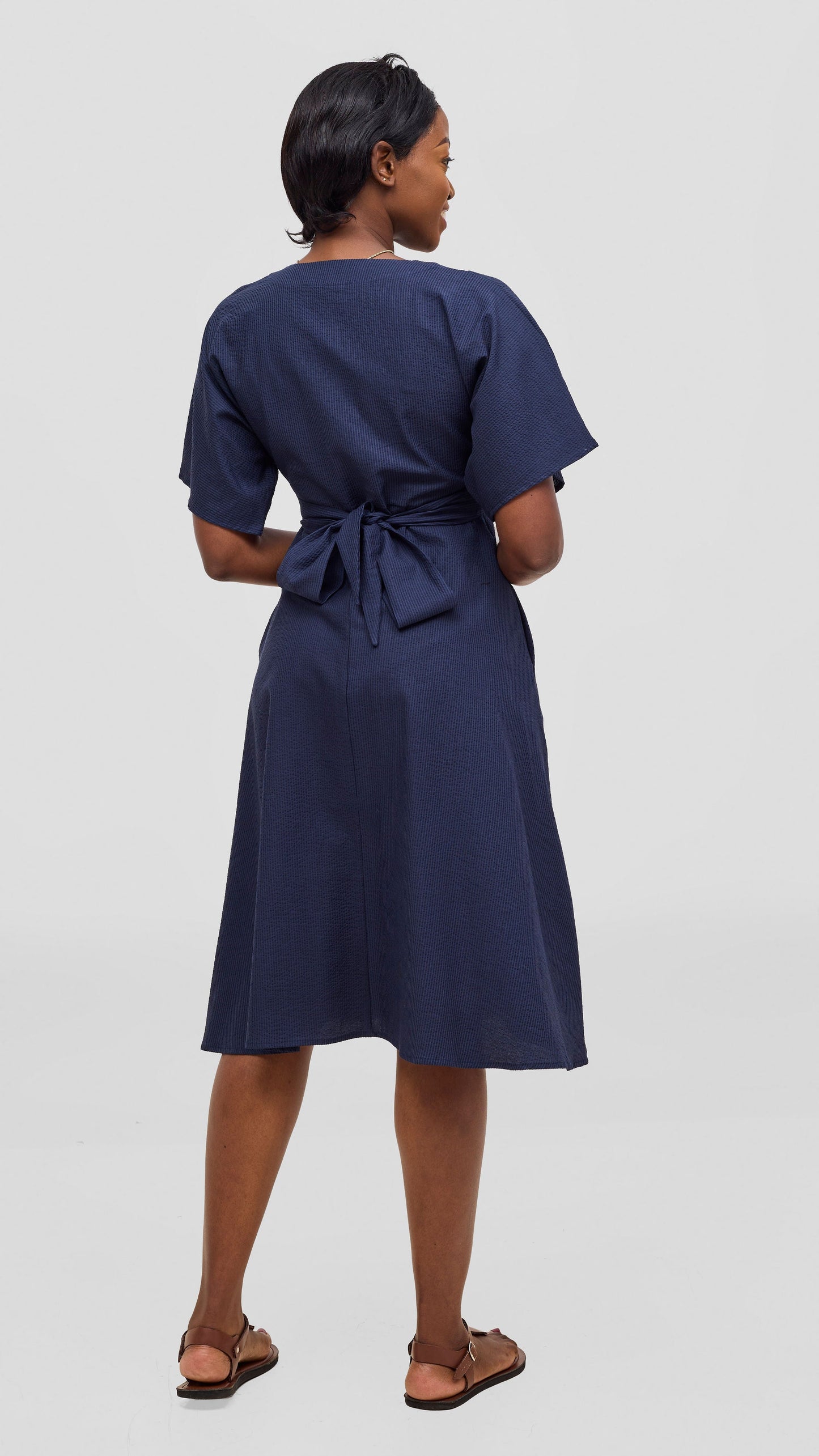 Safari by Vivo Zehra Tie Waist Kimono Dress - Navy