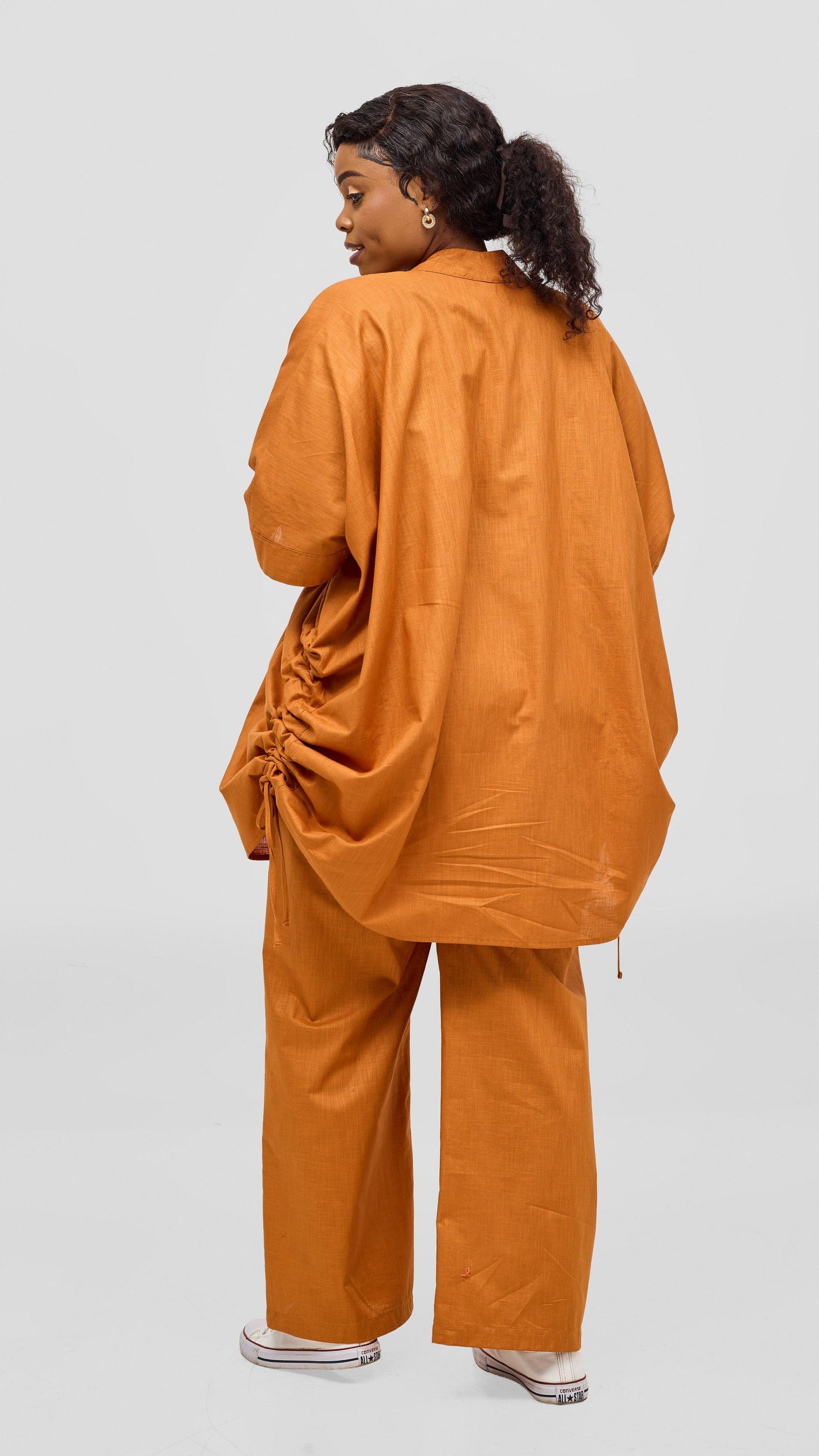 Safari by Vivo Zehra Embroidered Linen Kimono - Rust