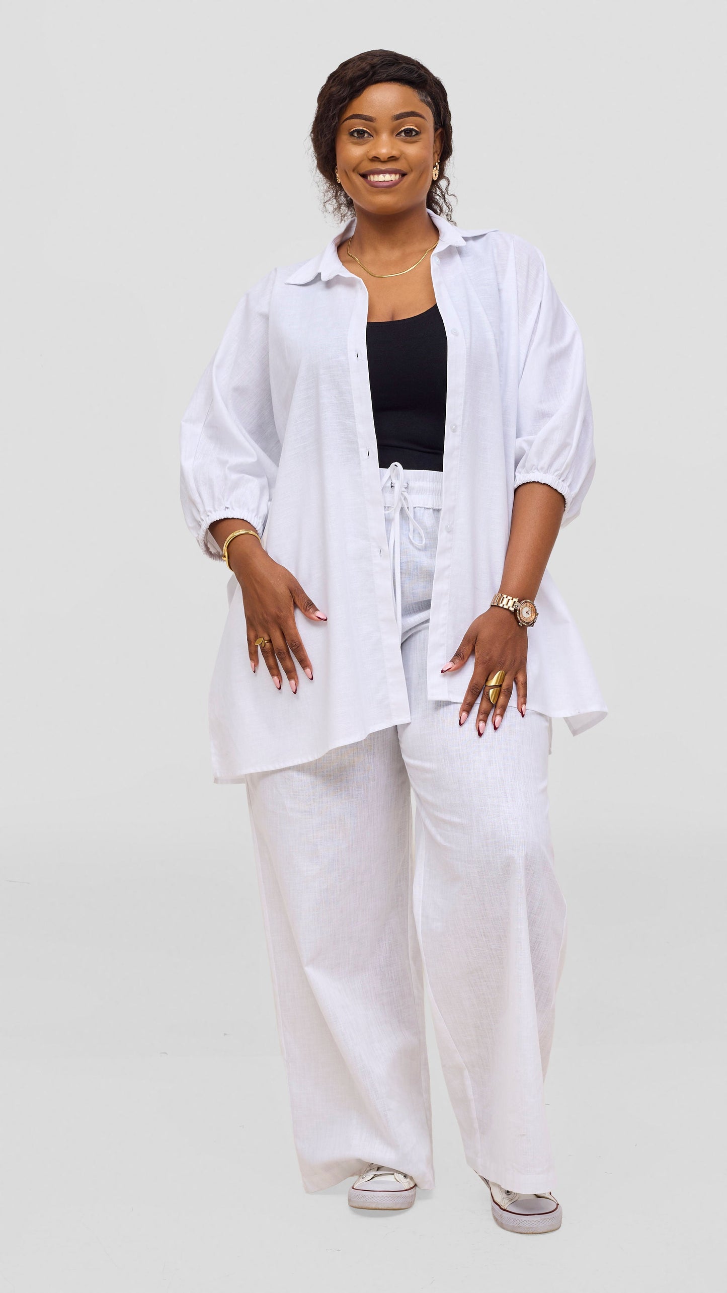 Vivo Liora Drawstring Pants - White