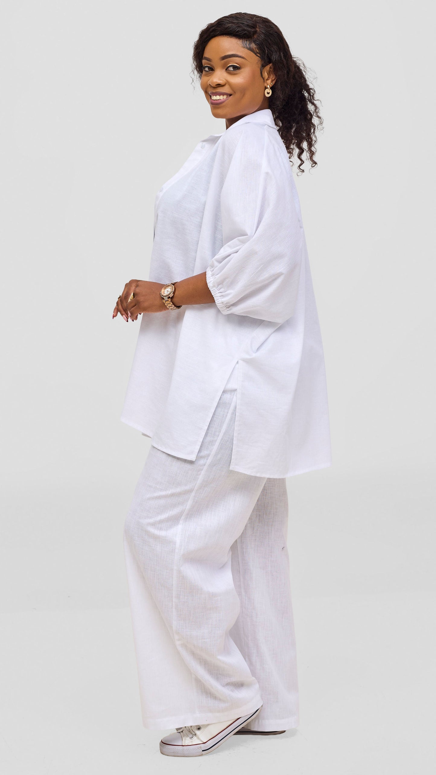 Vivo Liora Drawstring Kimono Sleeve Top - White