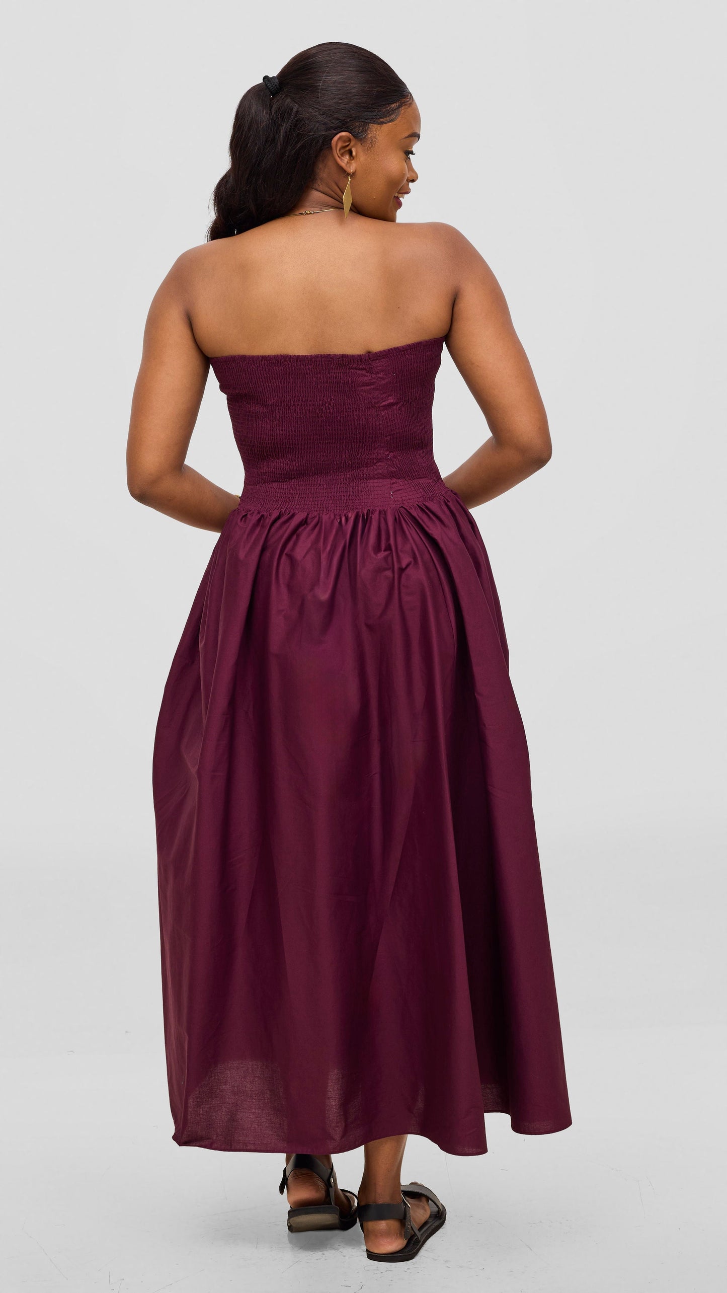 Safari by Vivo Zehra Shirred Midi Dress - Mulberry