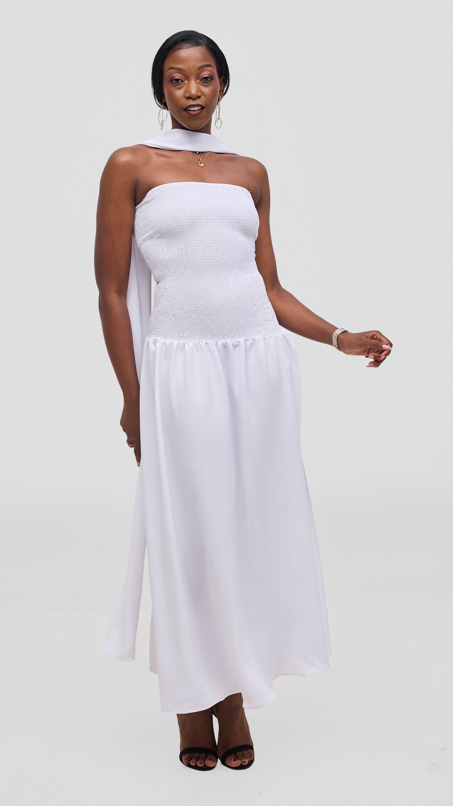 Vivo Studio Strapless Maxi in Crepe- White