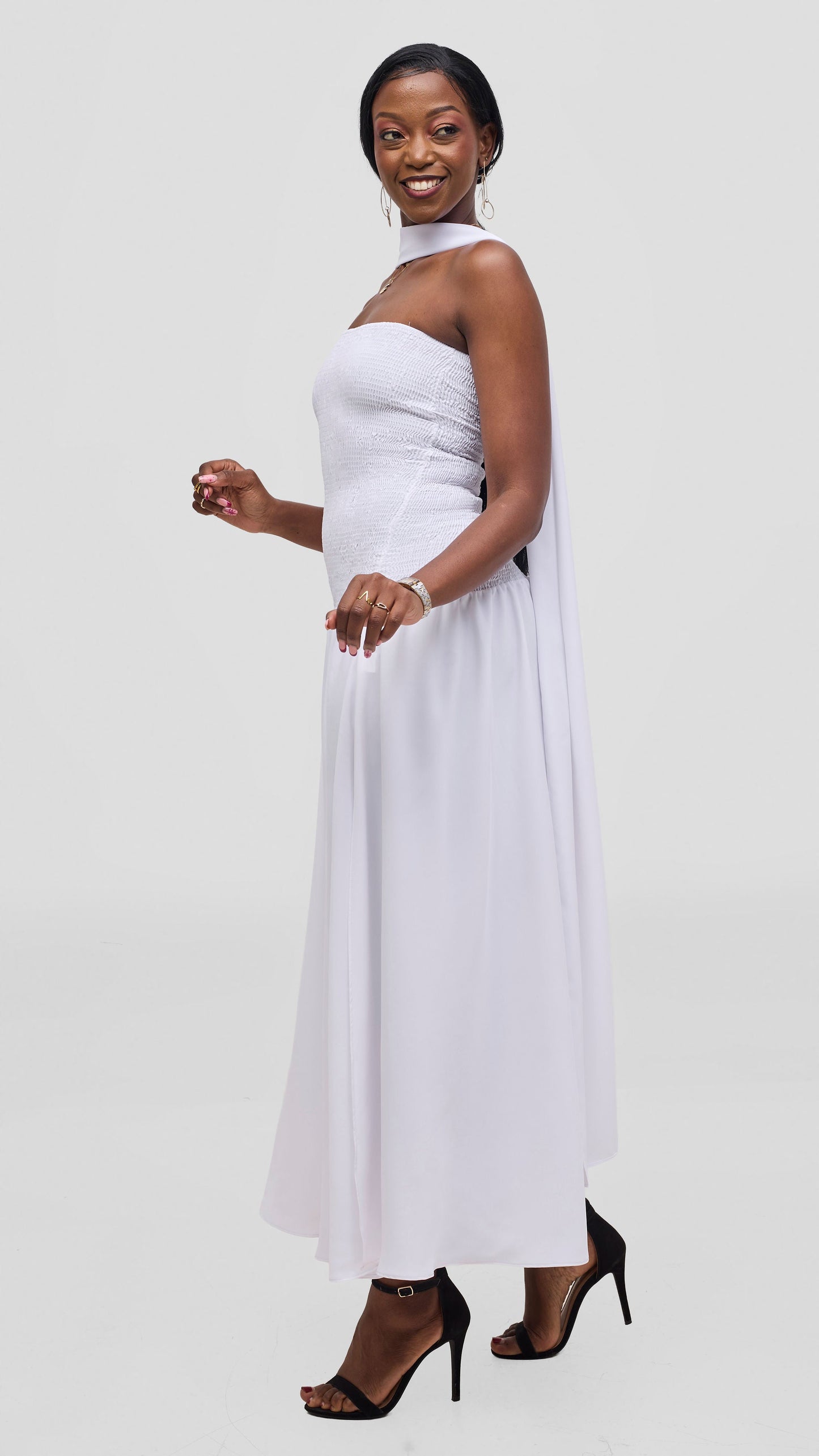 Vivo Studio Strapless Maxi in Crepe- White