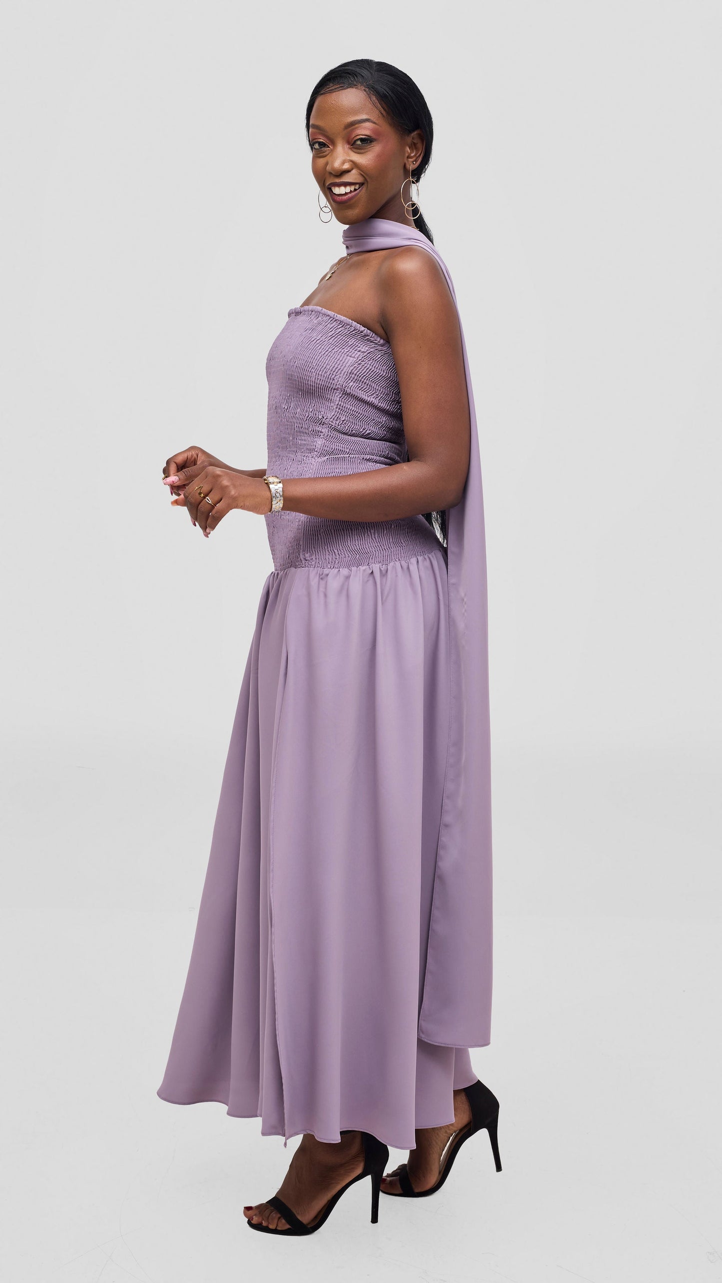 Vivo Studio Strapless Maxi in Crepe- Lilac