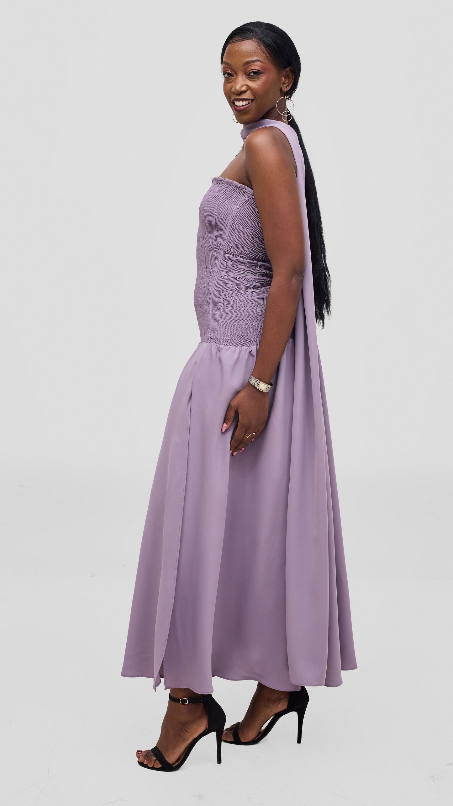 Vivo Studio Strapless Maxi in Crepe- Lilac