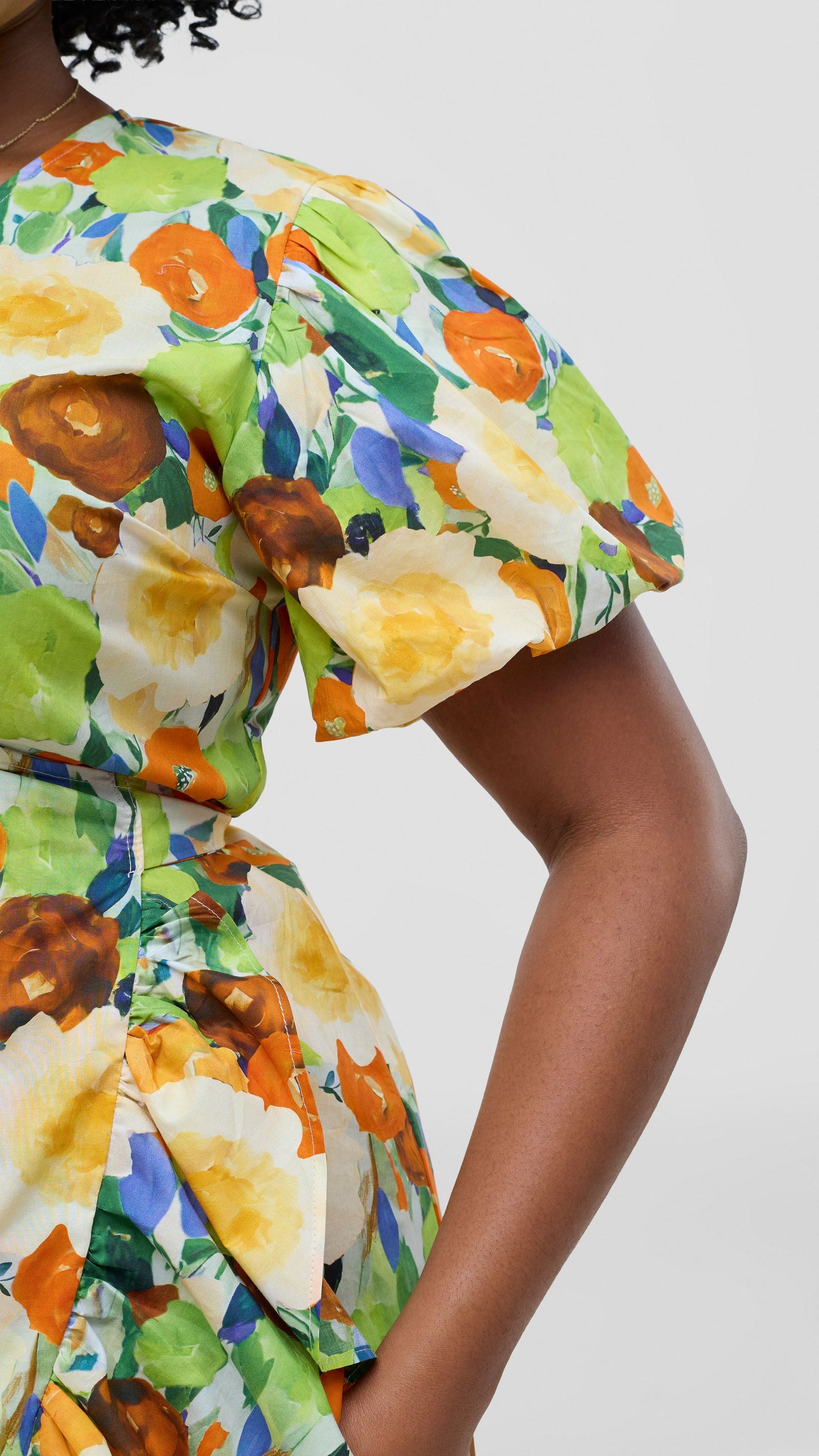 Safari by Vivo Cotton Wrap Dress - Orange / Green Print