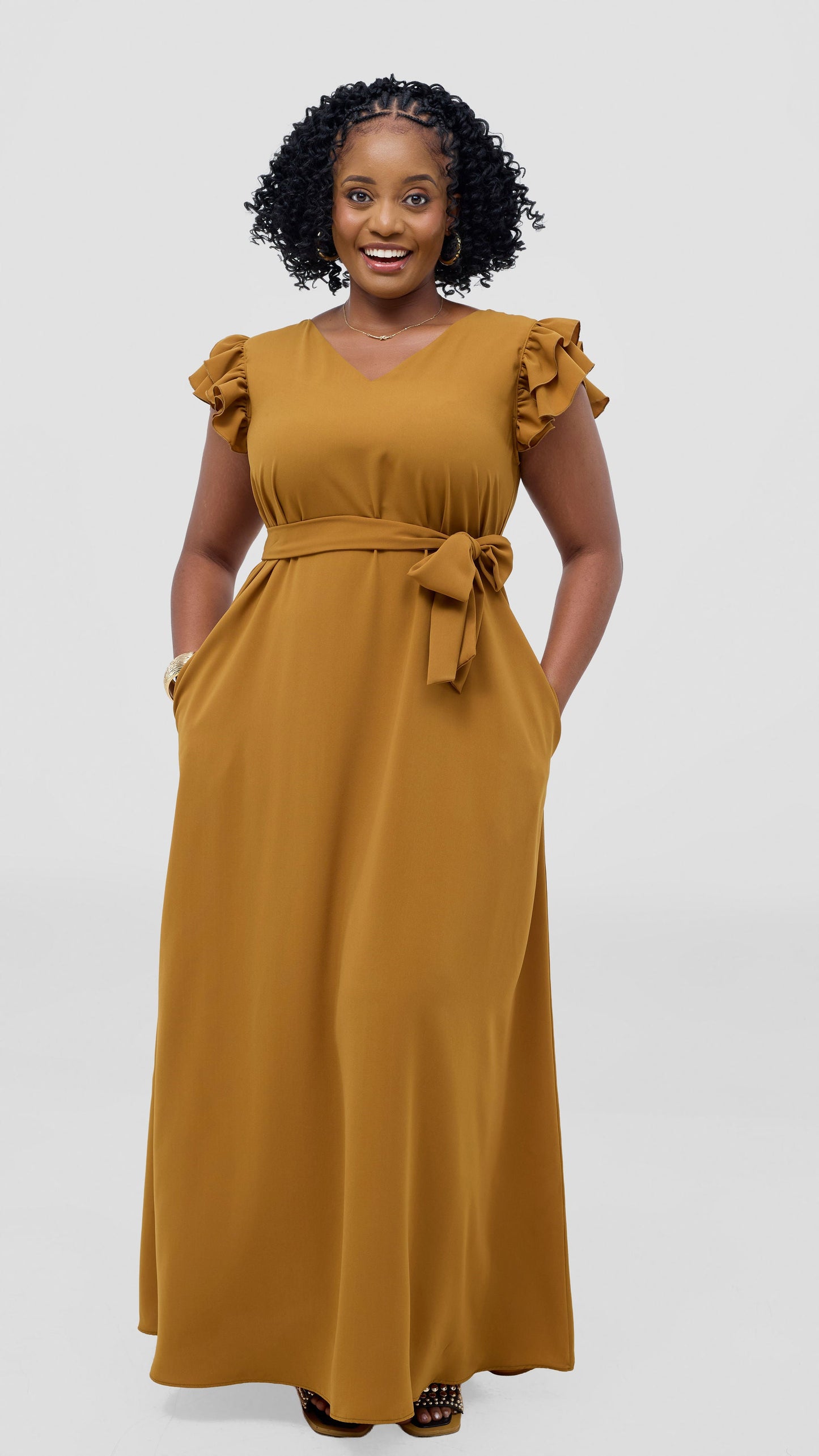 Vivo Nasinka A-Line Maxi Dress - Dark Mustard