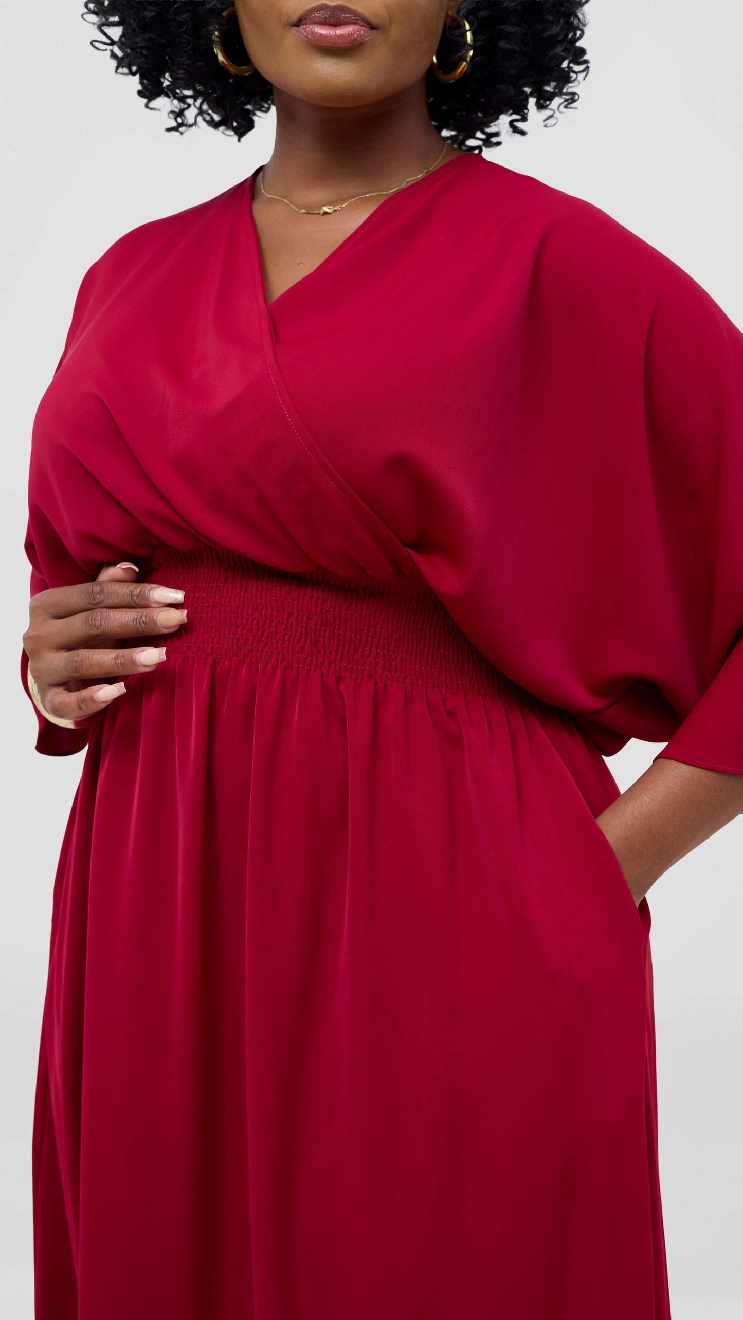 Vivo Iyana Shirred waist Maxi Dress - Maroon