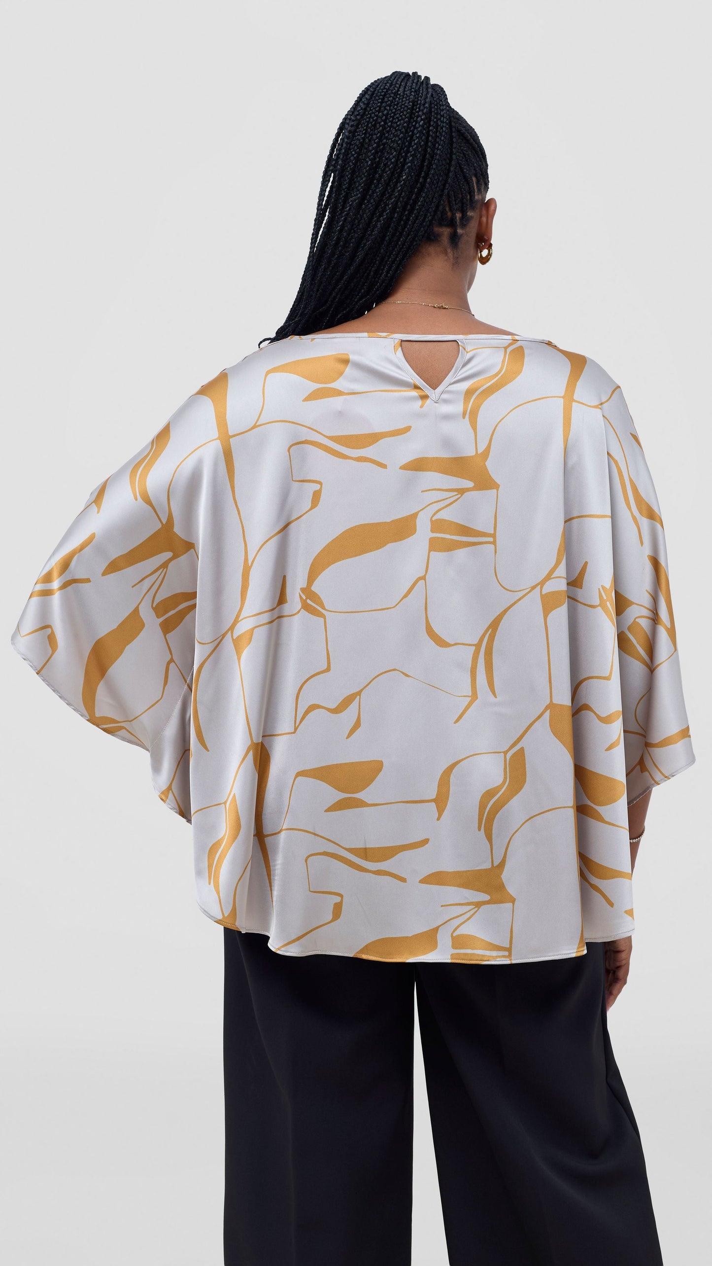Vivo Keza Circular Loose Top - Grey / Mustard Ziza Print