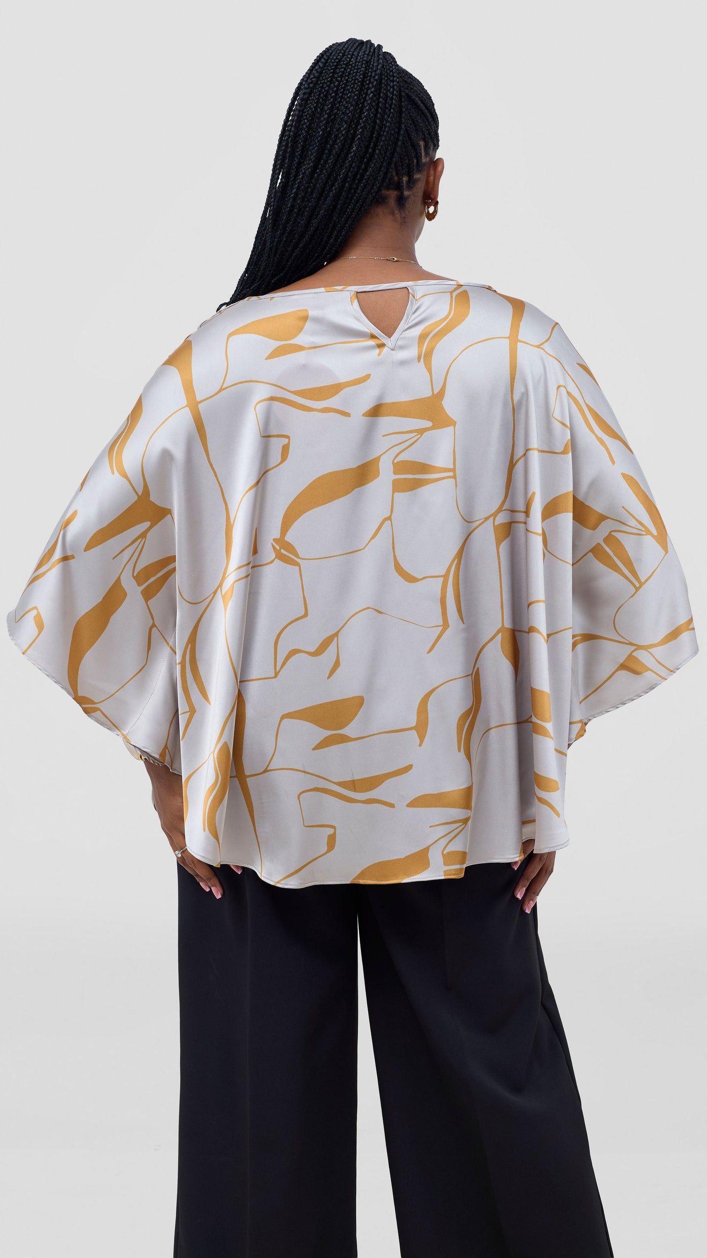 Vivo Keza Circular Loose Top - Grey / Mustard Ziza Print