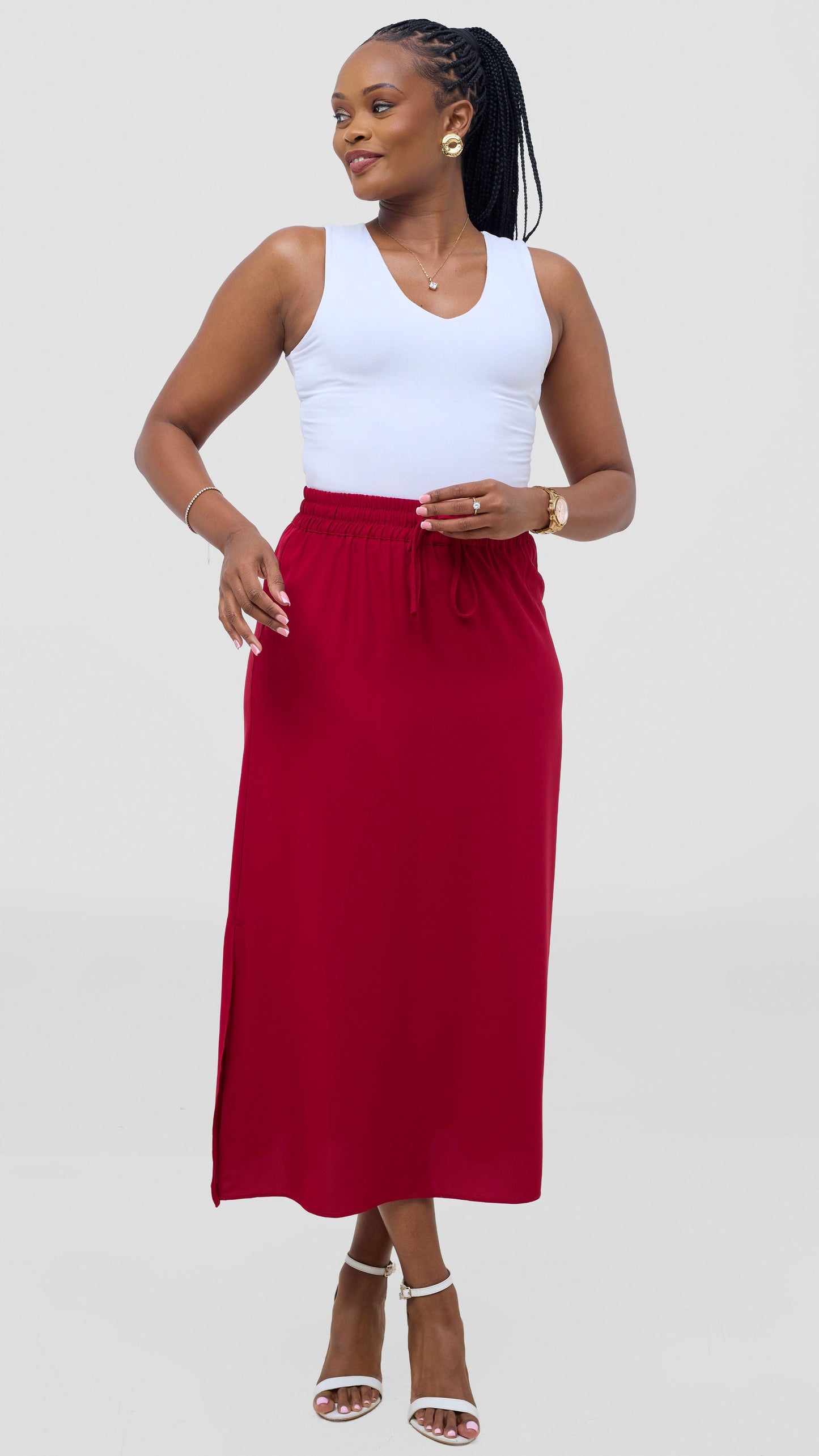 Vivo Seli Midi Skirt - Maroon