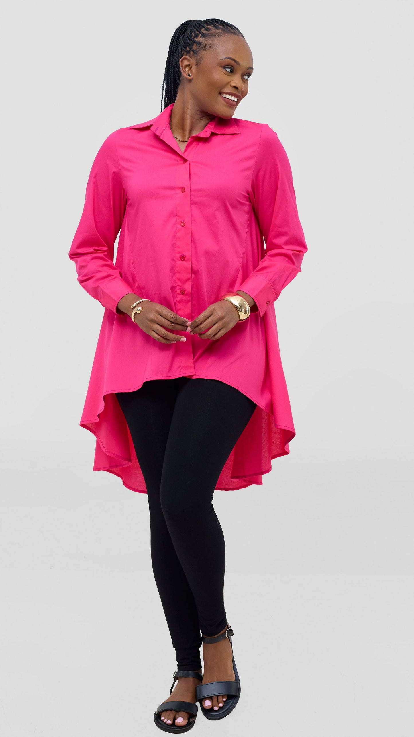 Safari by Vivo Zehra Cotton High Low Shirt - Pink
