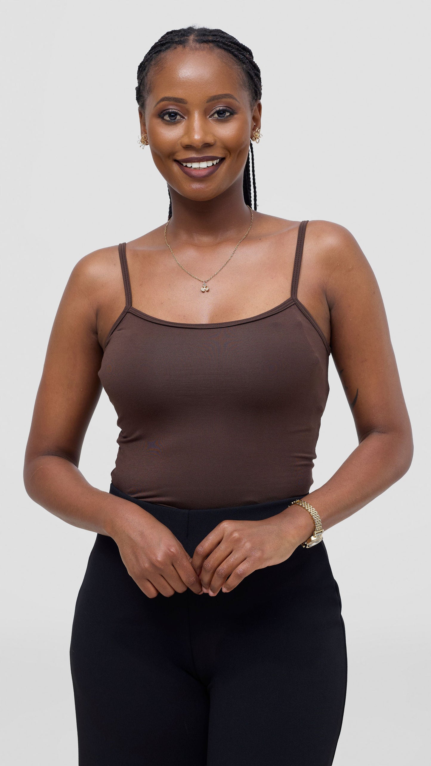 Vivo Spaghetti Tank Top in Jersey - Chocolate