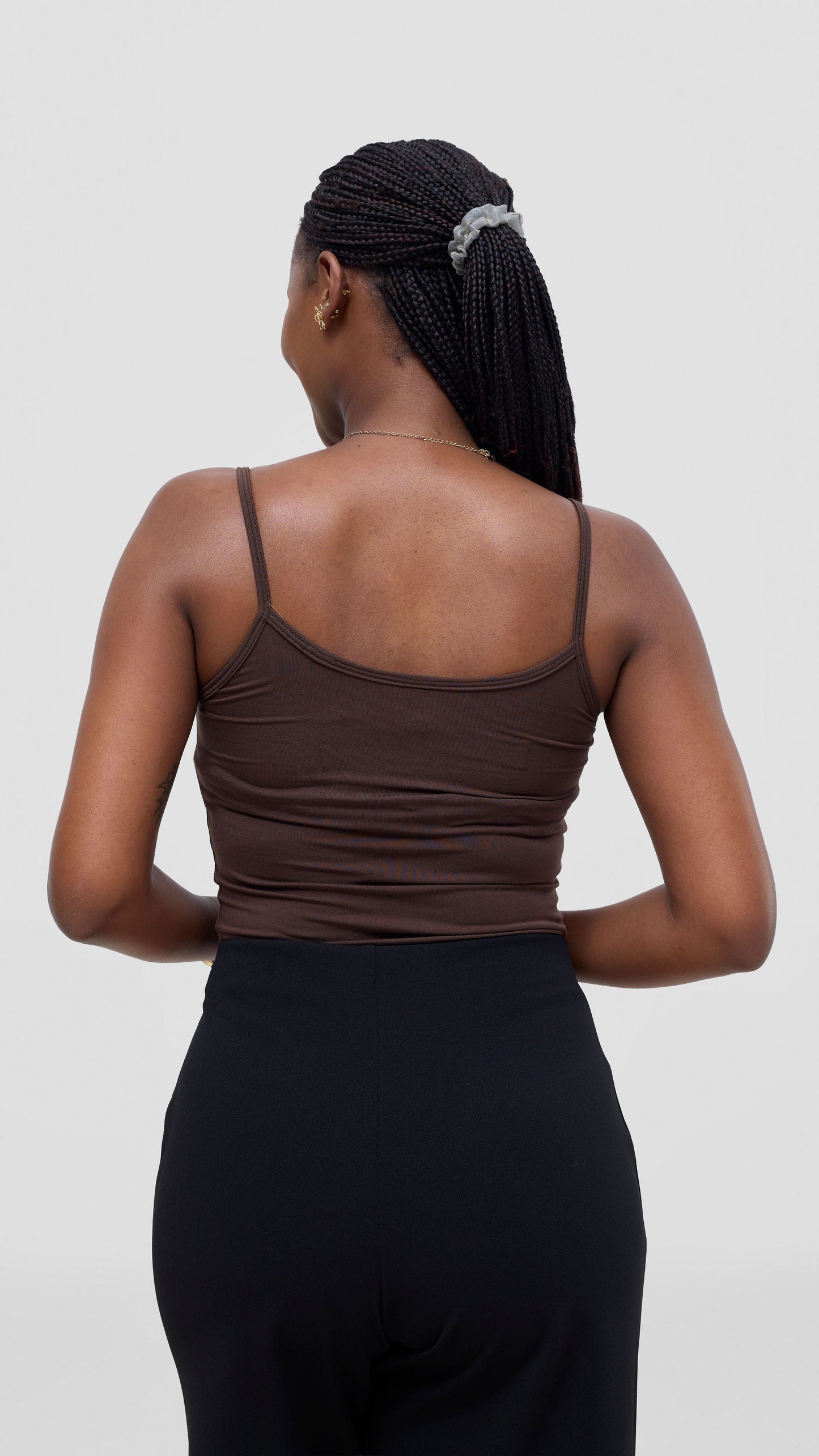 Vivo Spaghetti Tank Top in Jersey - Chocolate