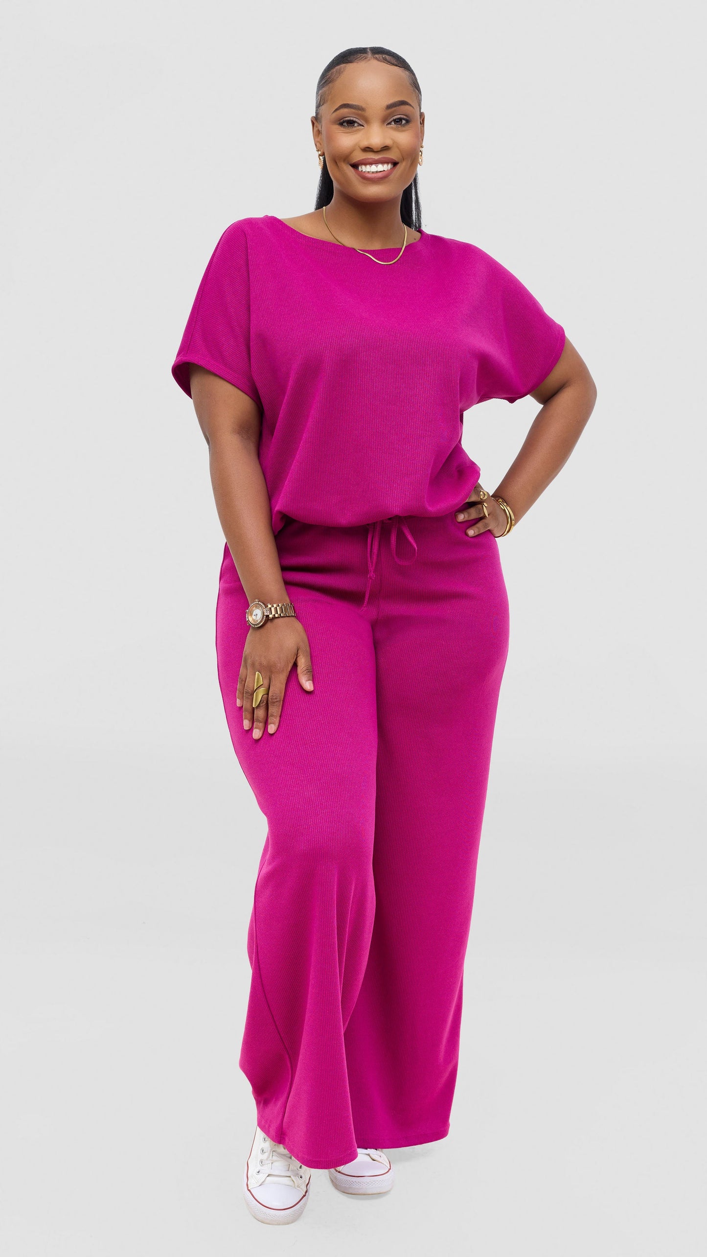 Vivo Safa Drop Shoulder Top - Fuschia