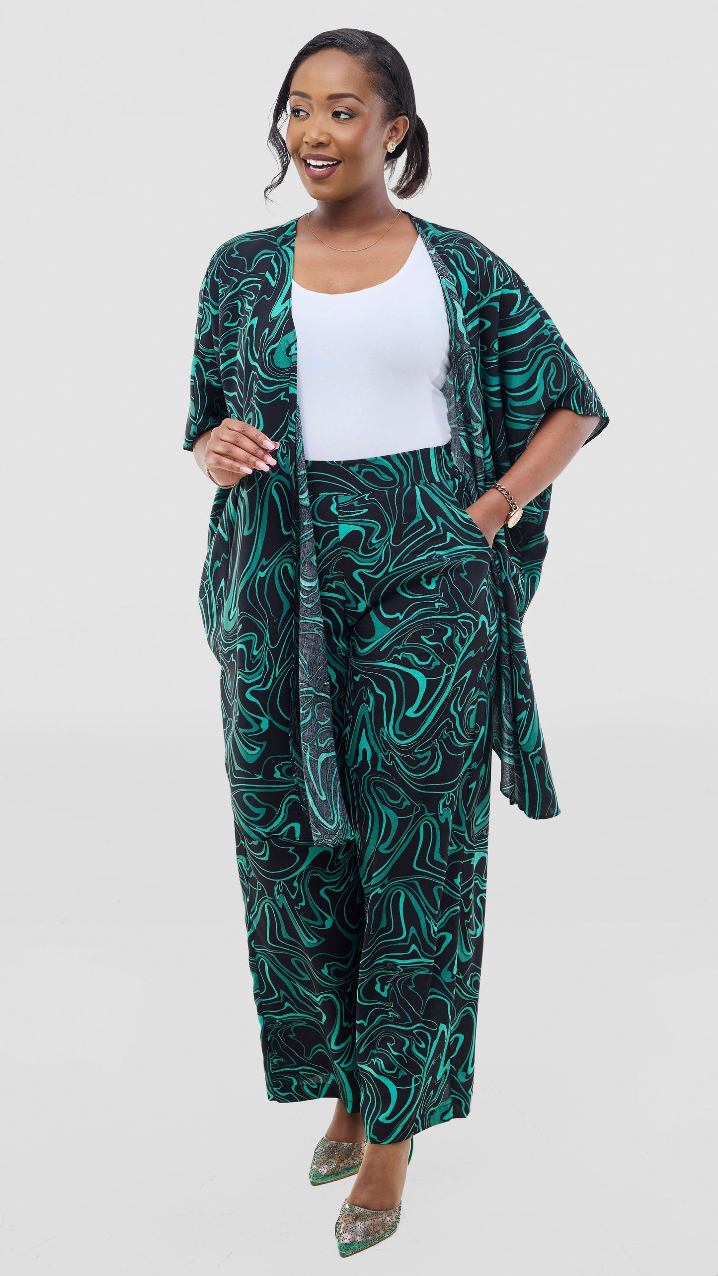 Vivo Samira Pants - Black / Green Print