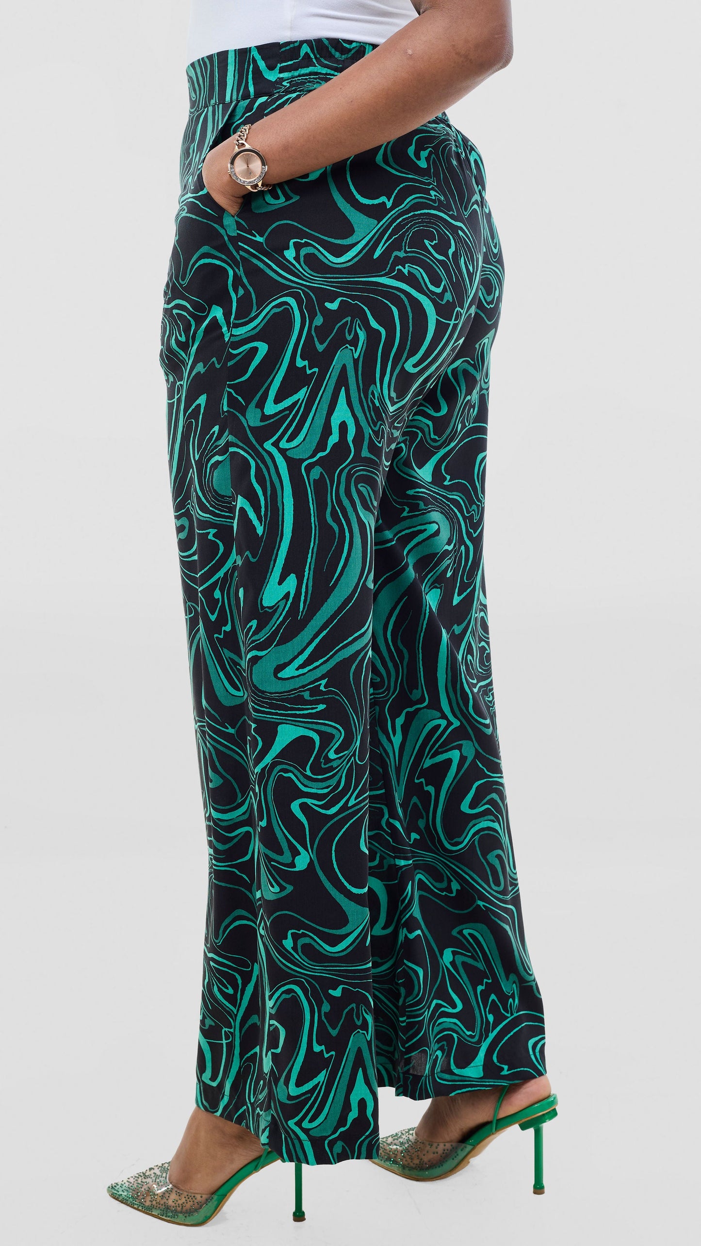 Vivo Samira Pants - Black / Green Print