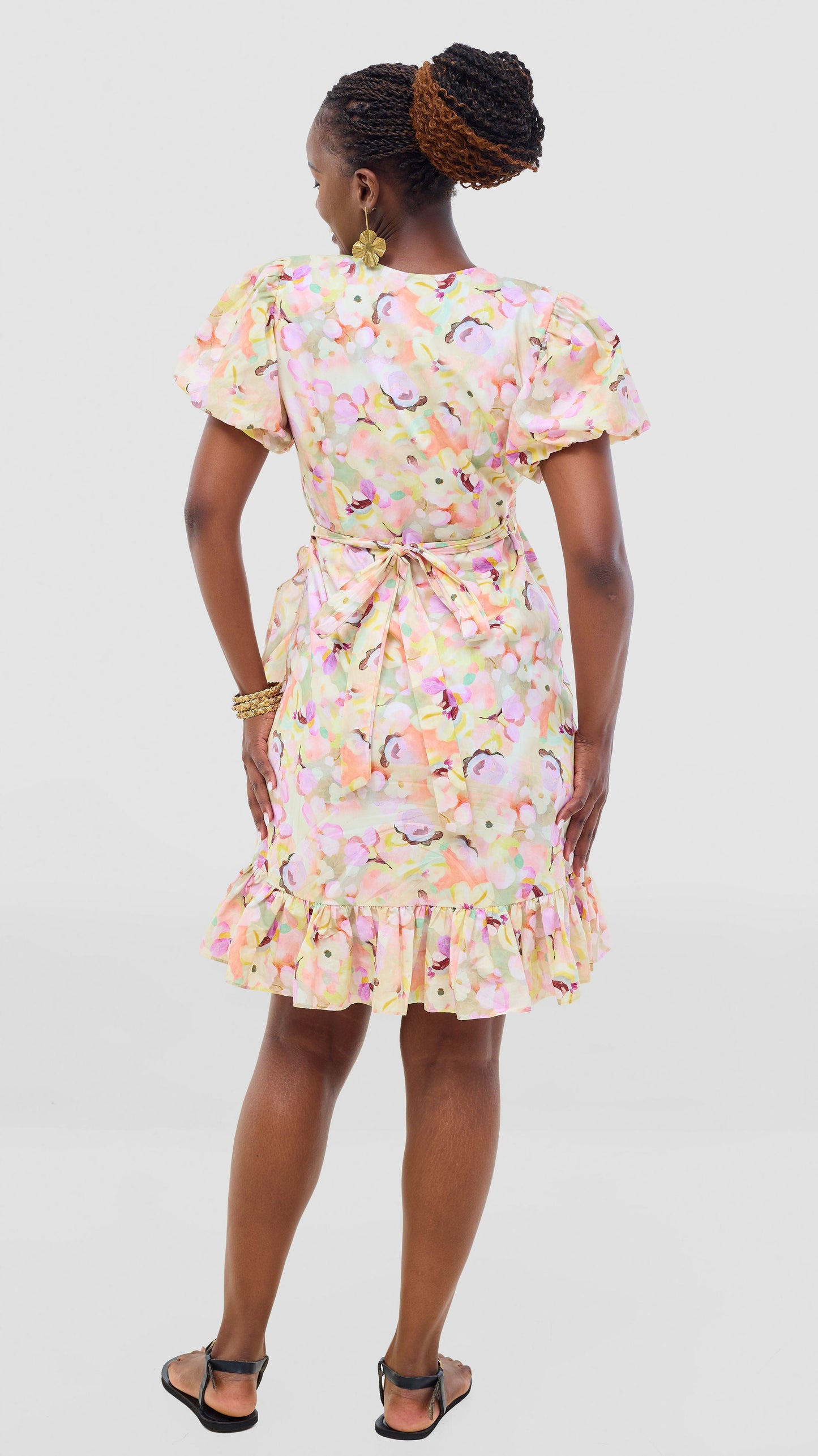 Safari by Vivo Cotton Wrap Dress - Olive / Peach Print