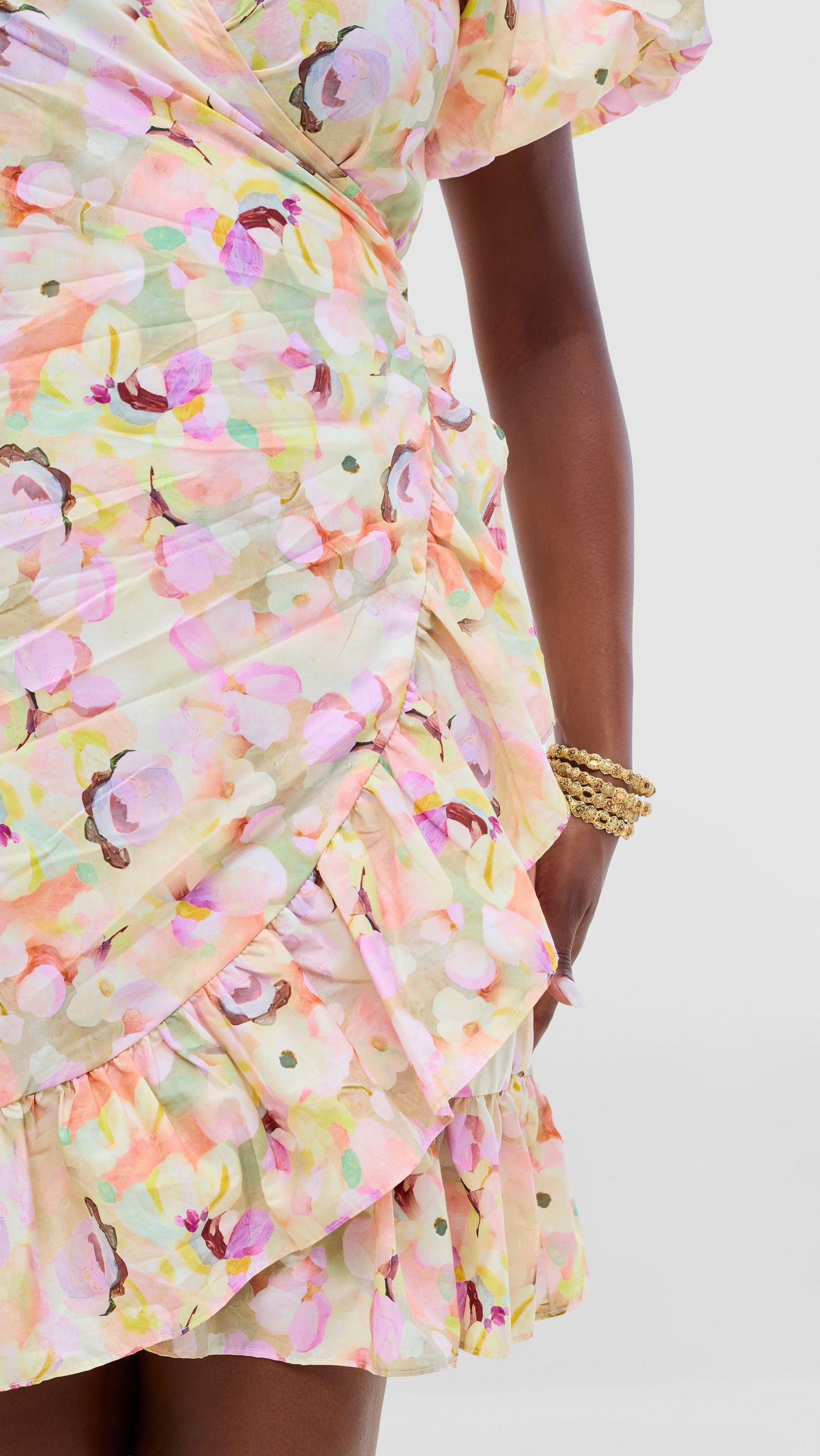 Safari by Vivo Cotton Wrap Dress - Olive / Peach Print