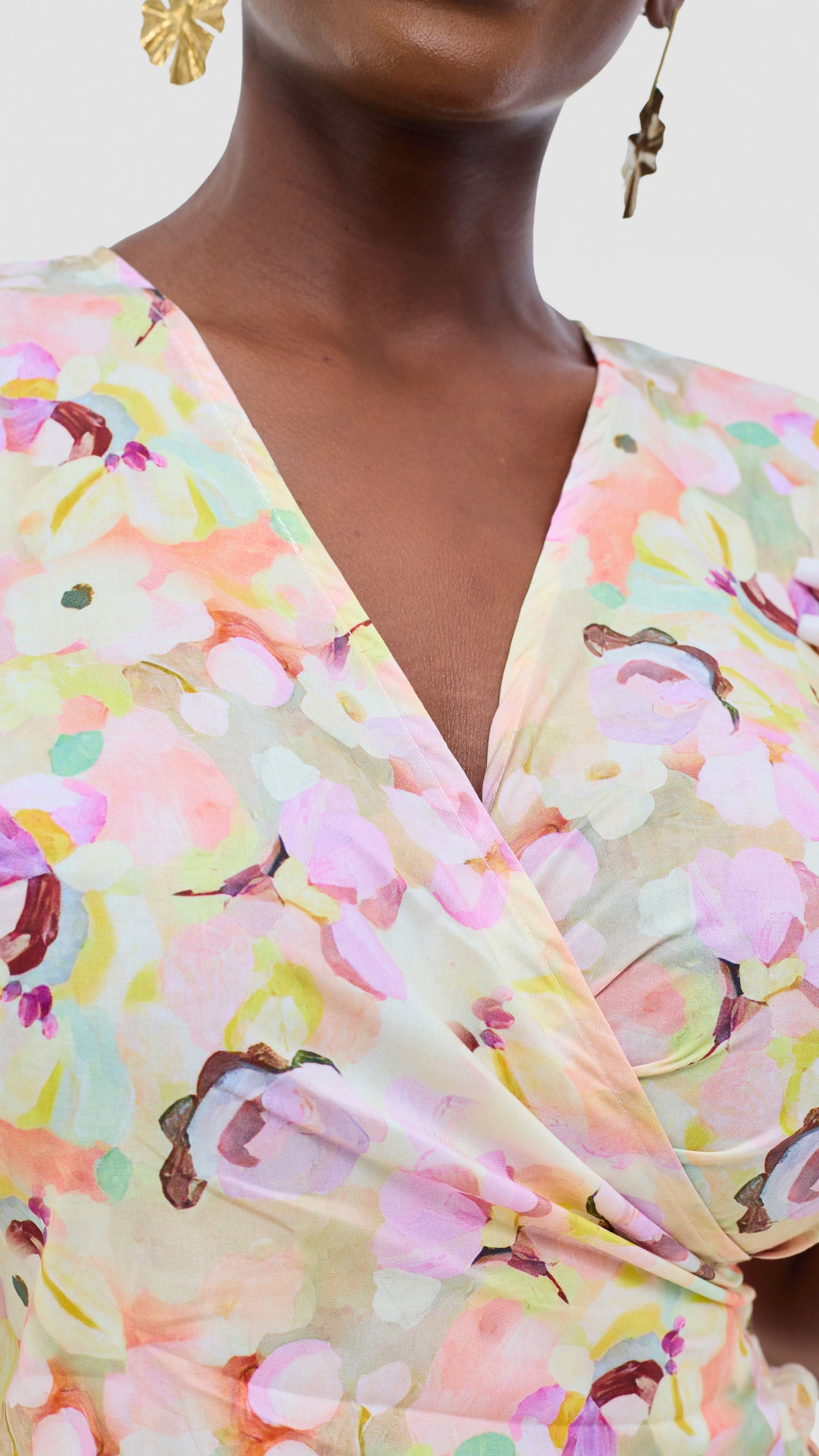 Safari by Vivo Cotton Wrap Dress - Olive / Peach Print