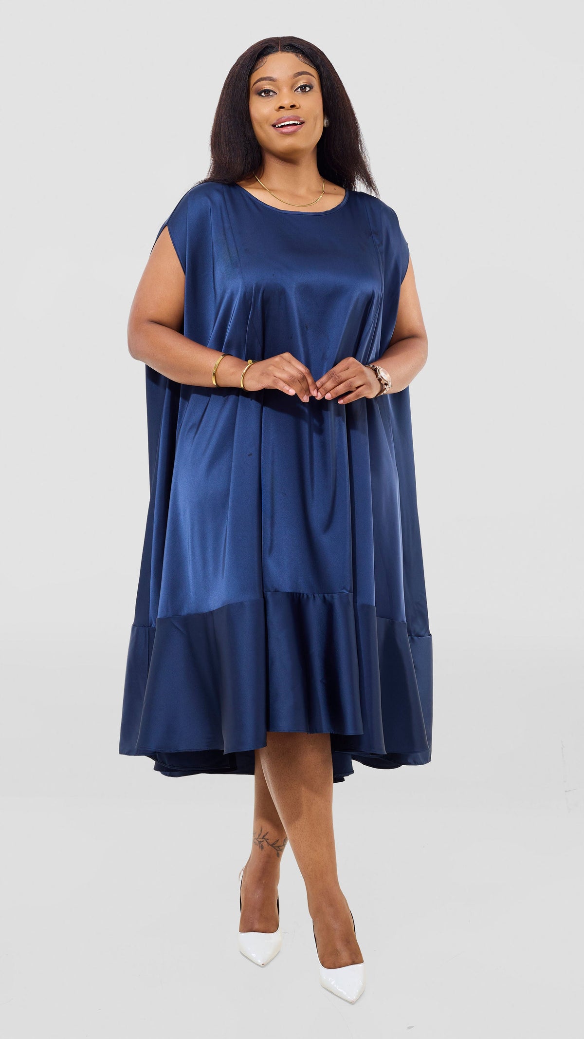 Vivo Samira Cape Dress - Navy