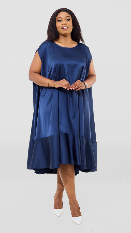 Vivo Samira Cape Dress - Navy