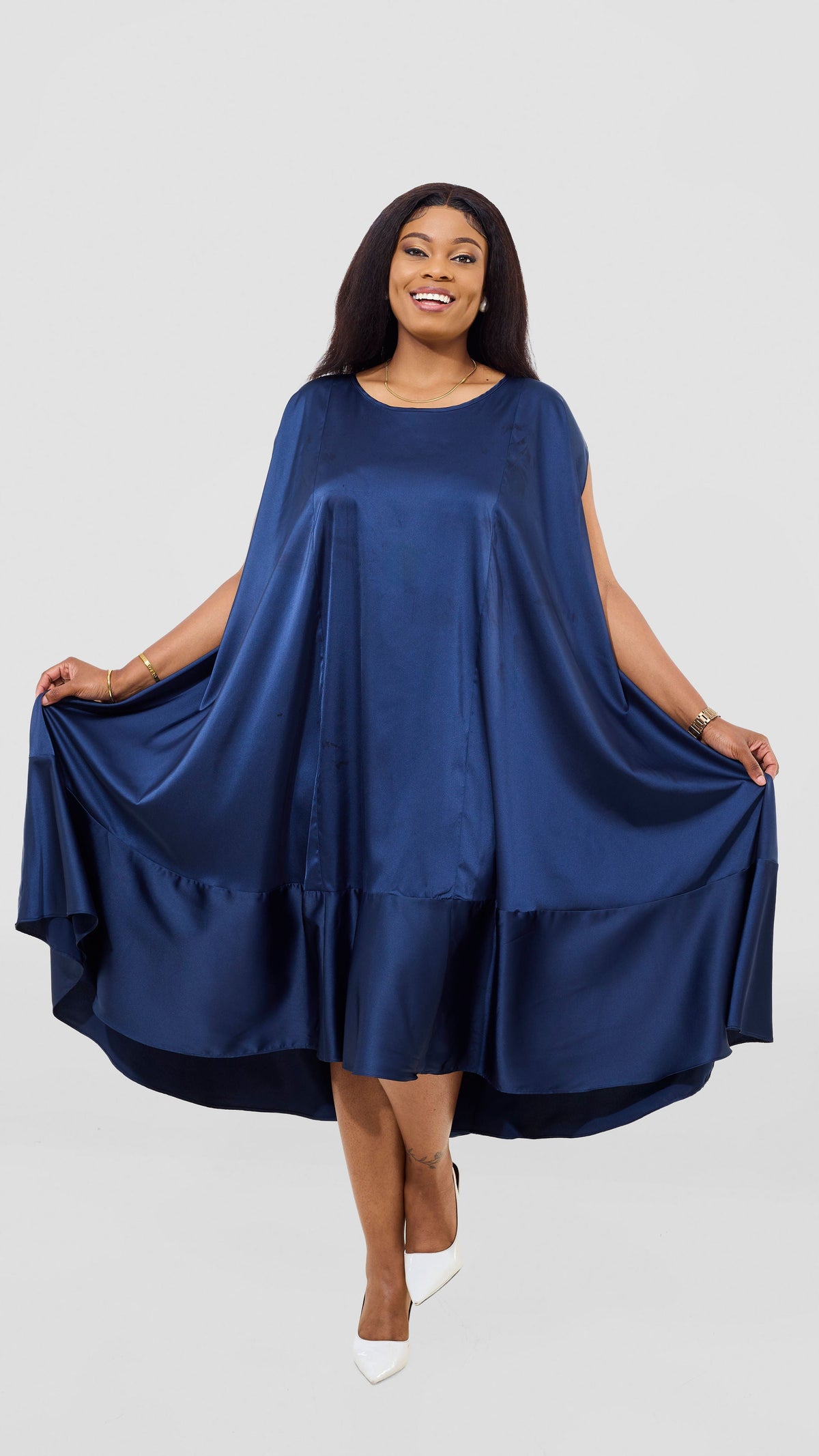 Vivo Samira Cape Dress - Navy