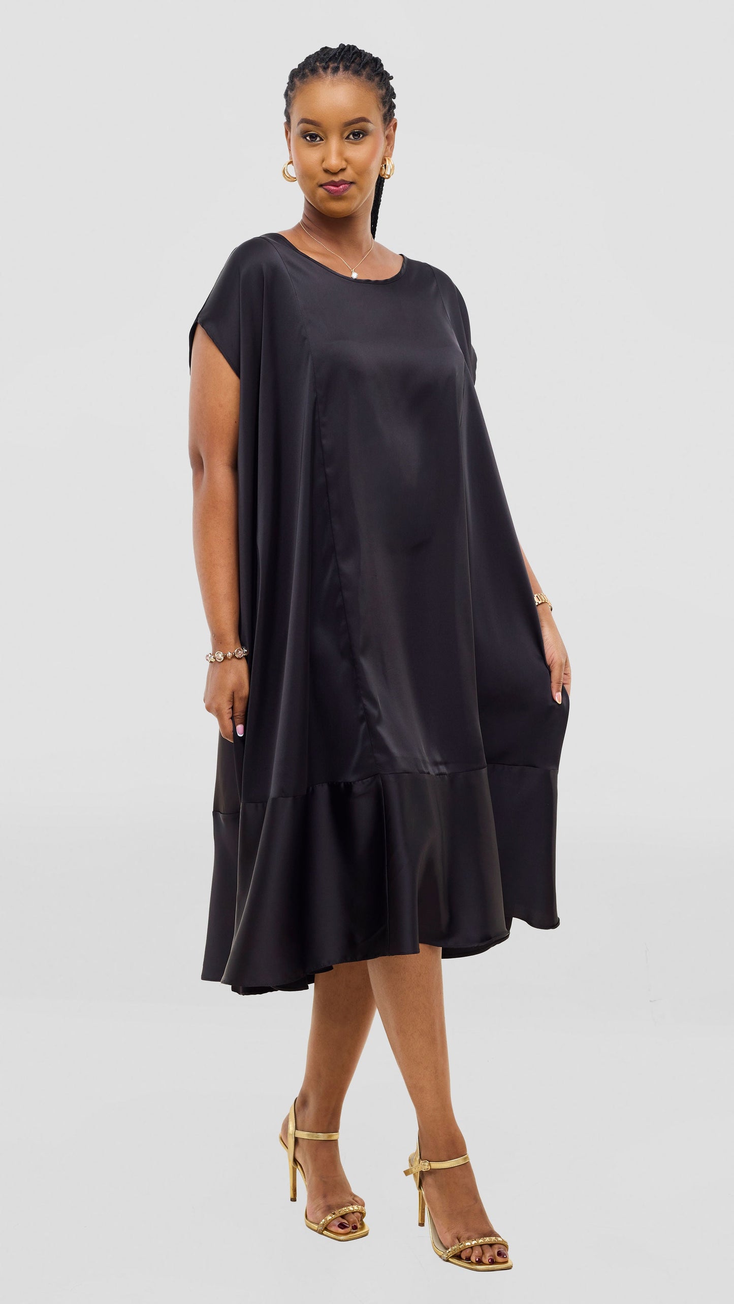 Vivo Samira Cape Dress - Black