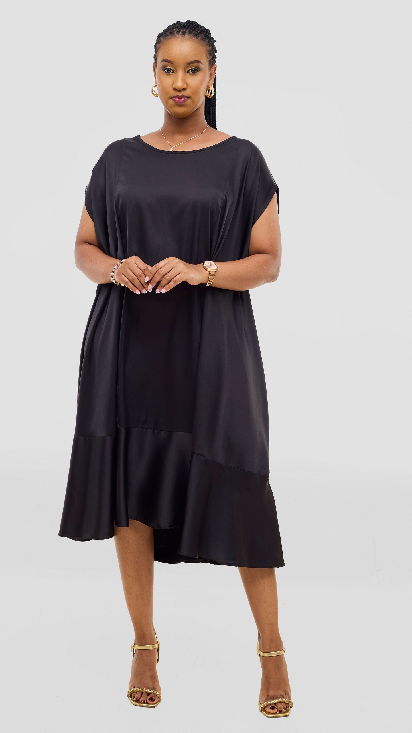 Vivo Samira Cape Dress - Black