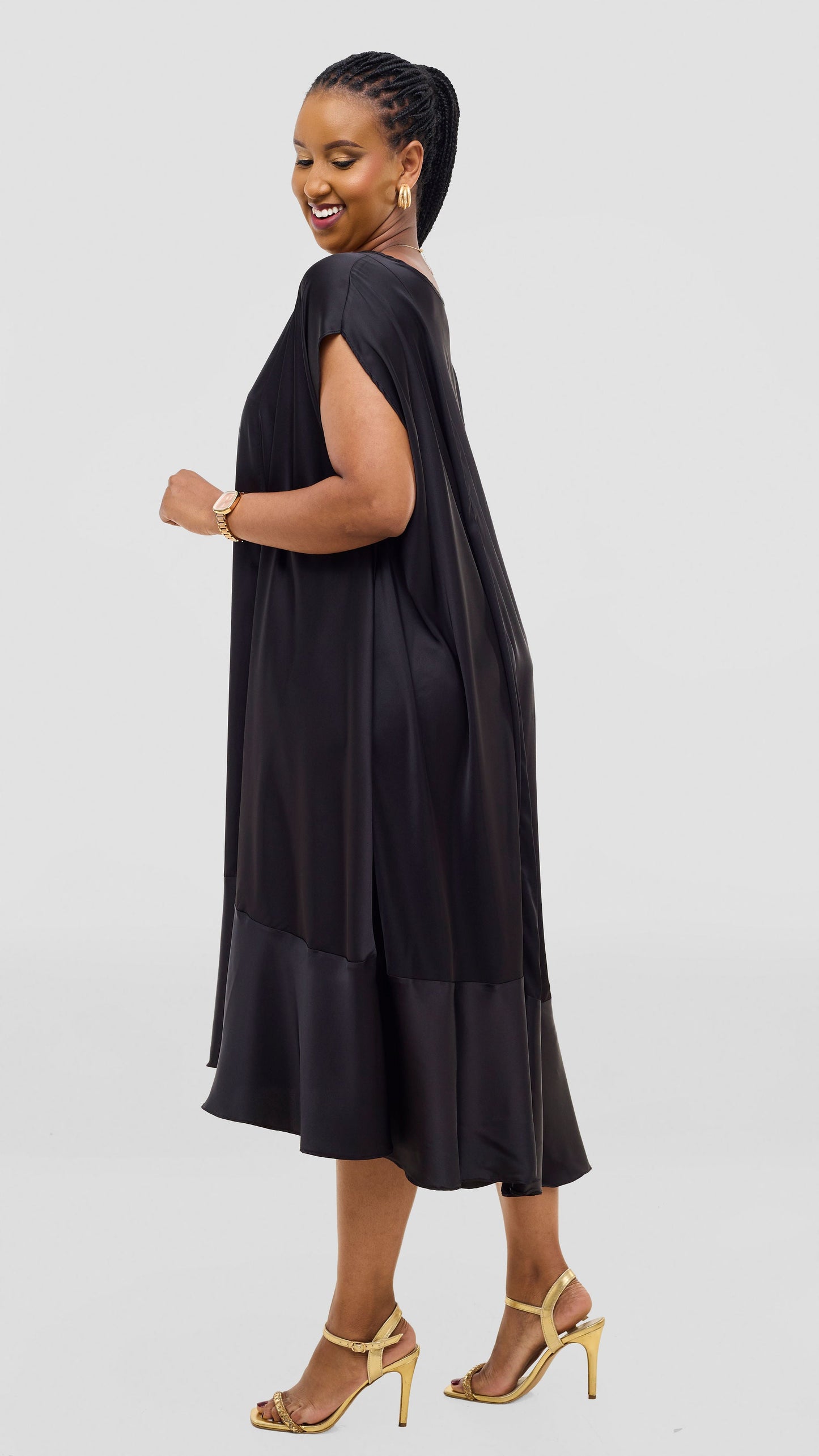 Vivo Samira Cape Dress - Black