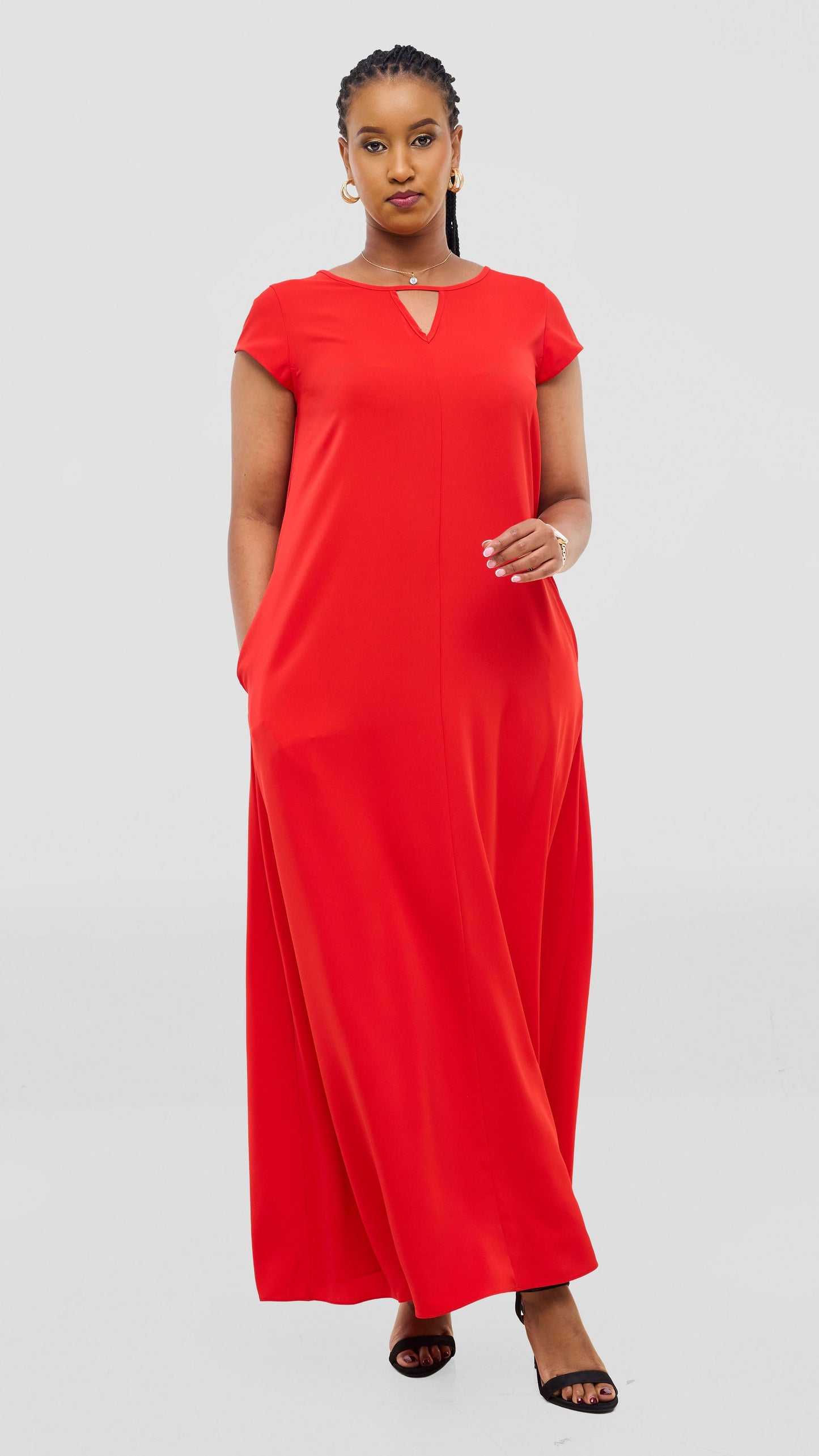Vivo Sakari Cap Sleeve Maxi Dress - Red