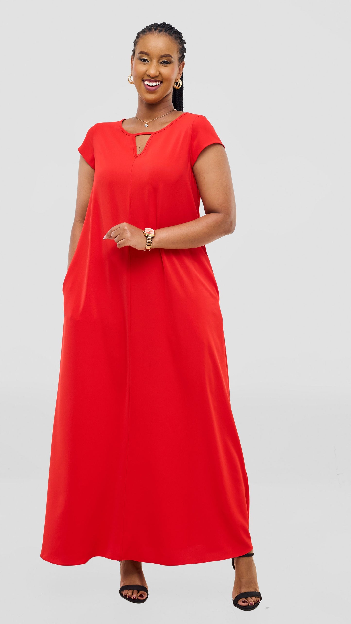 Vivo Sakari Cap Sleeve Maxi Dress - Red
