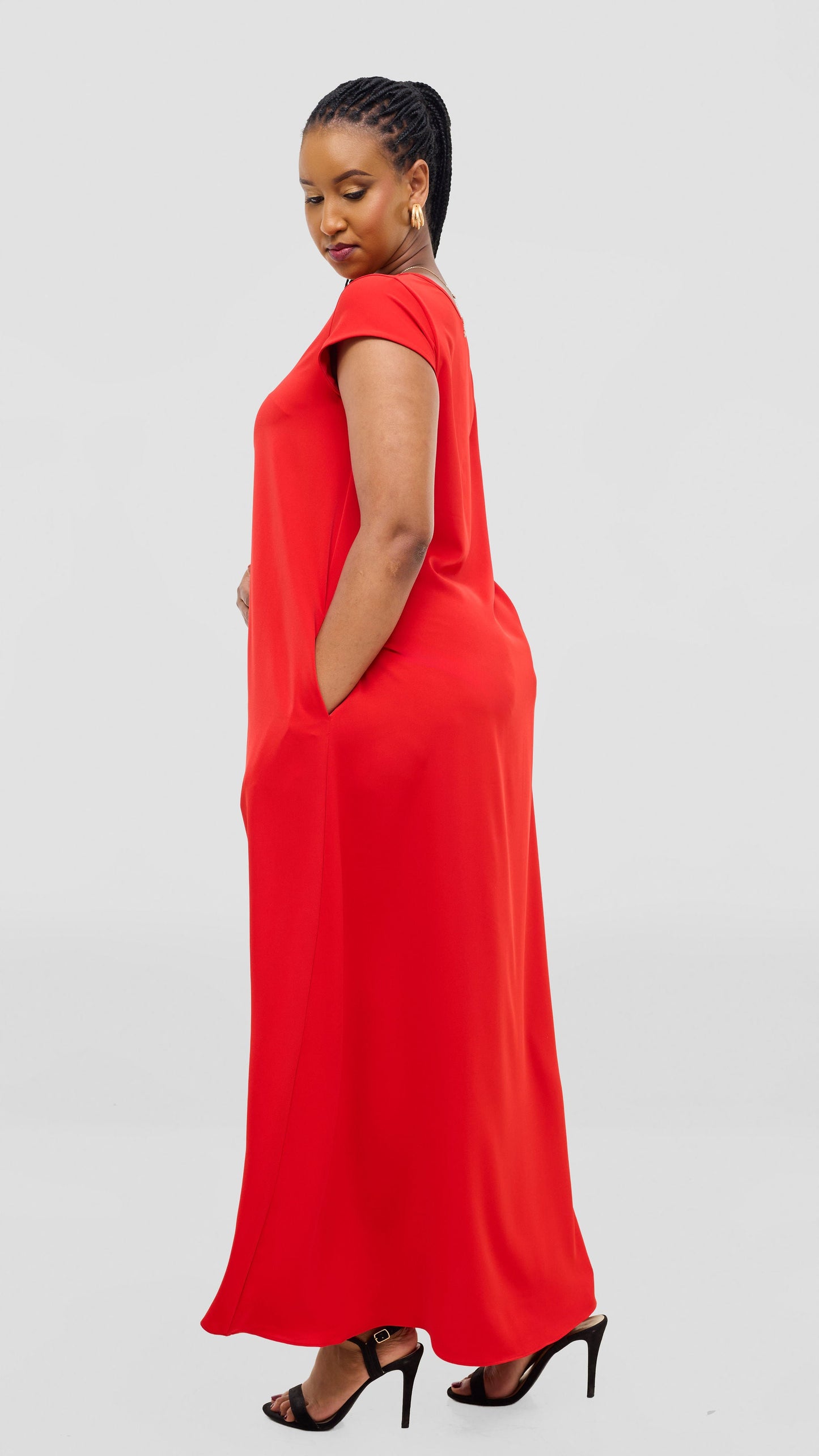 Vivo Sakari Cap Sleeve Maxi Dress - Red