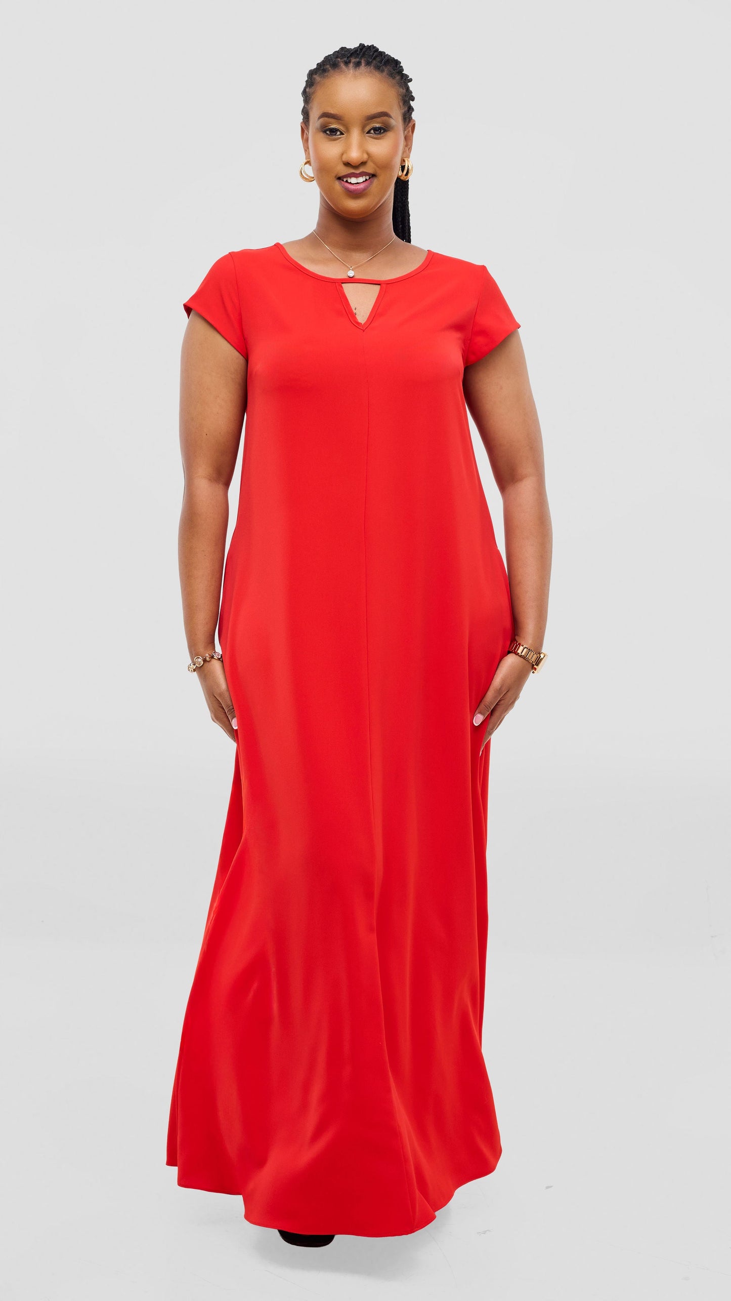 Vivo Sakari Cap Sleeve Maxi Dress - Red