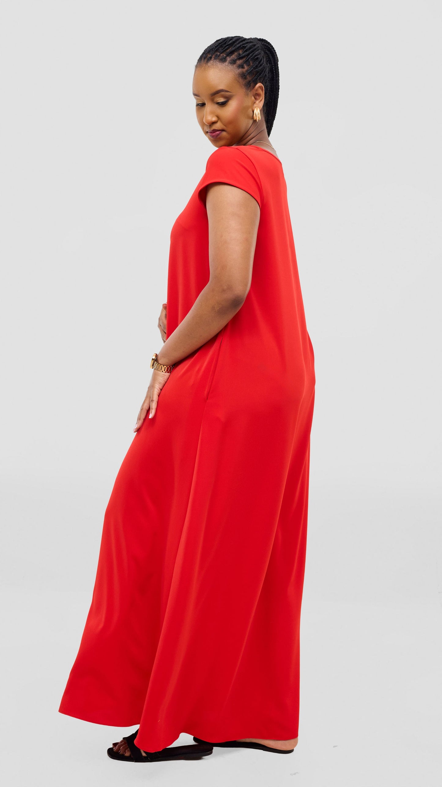 Vivo Sakari Cap Sleeve Maxi Dress - Red