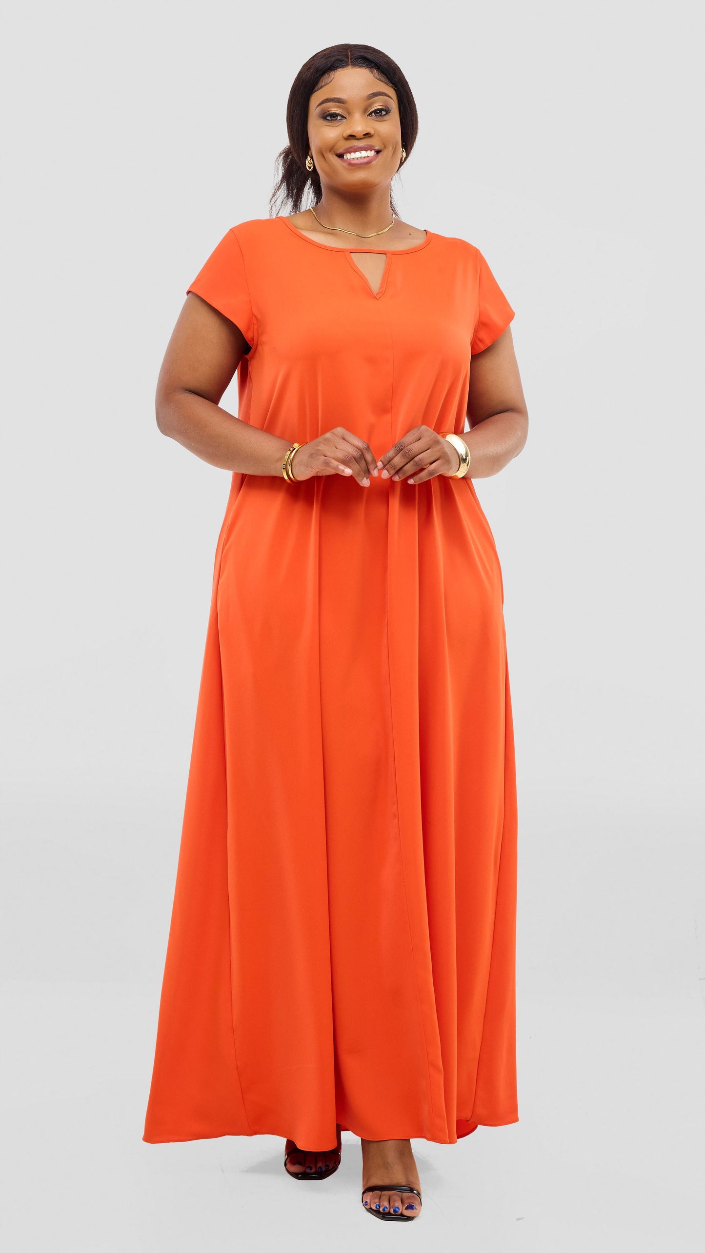 Vivo Sakari Cap Sleeve Maxi Dress - Orange
