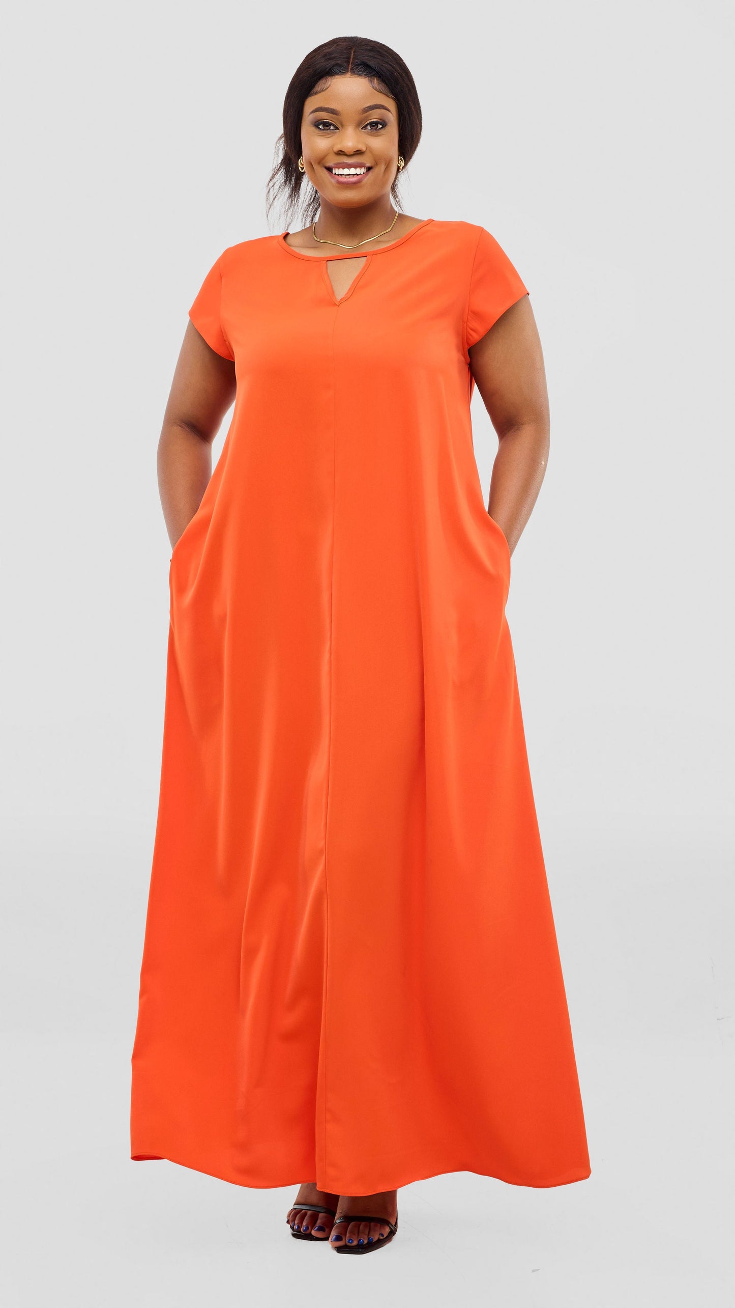 Vivo Sakari Cap Sleeve Maxi Dress - Orange