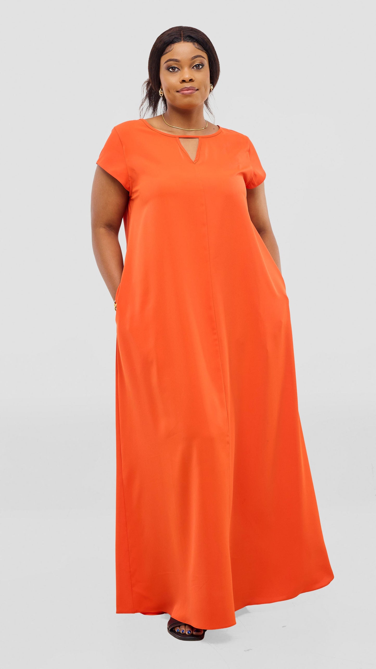 Vivo Sakari Cap Sleeve Maxi Dress - Orange