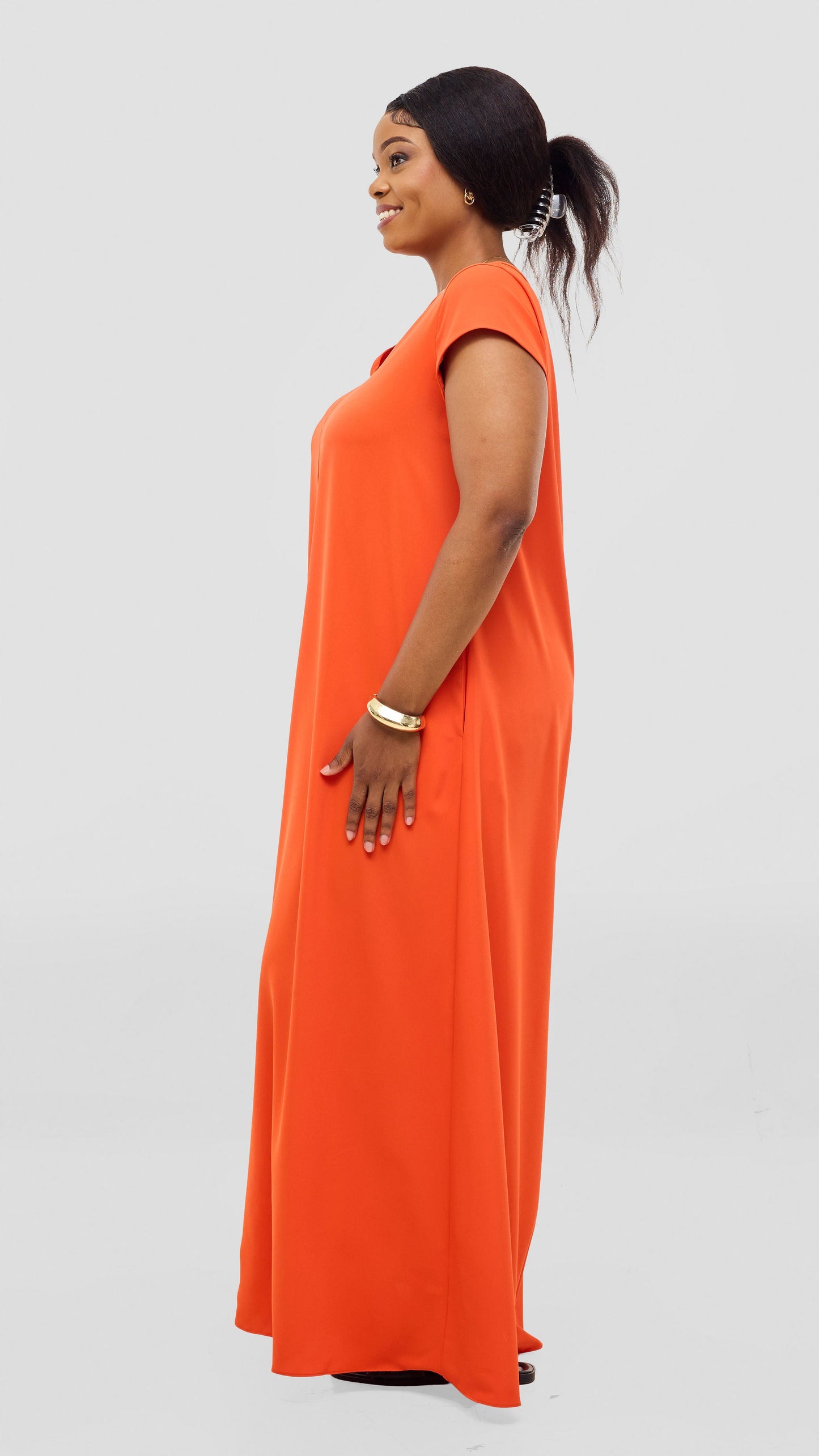 Vivo Sakari Cap Sleeve Maxi Dress - Orange