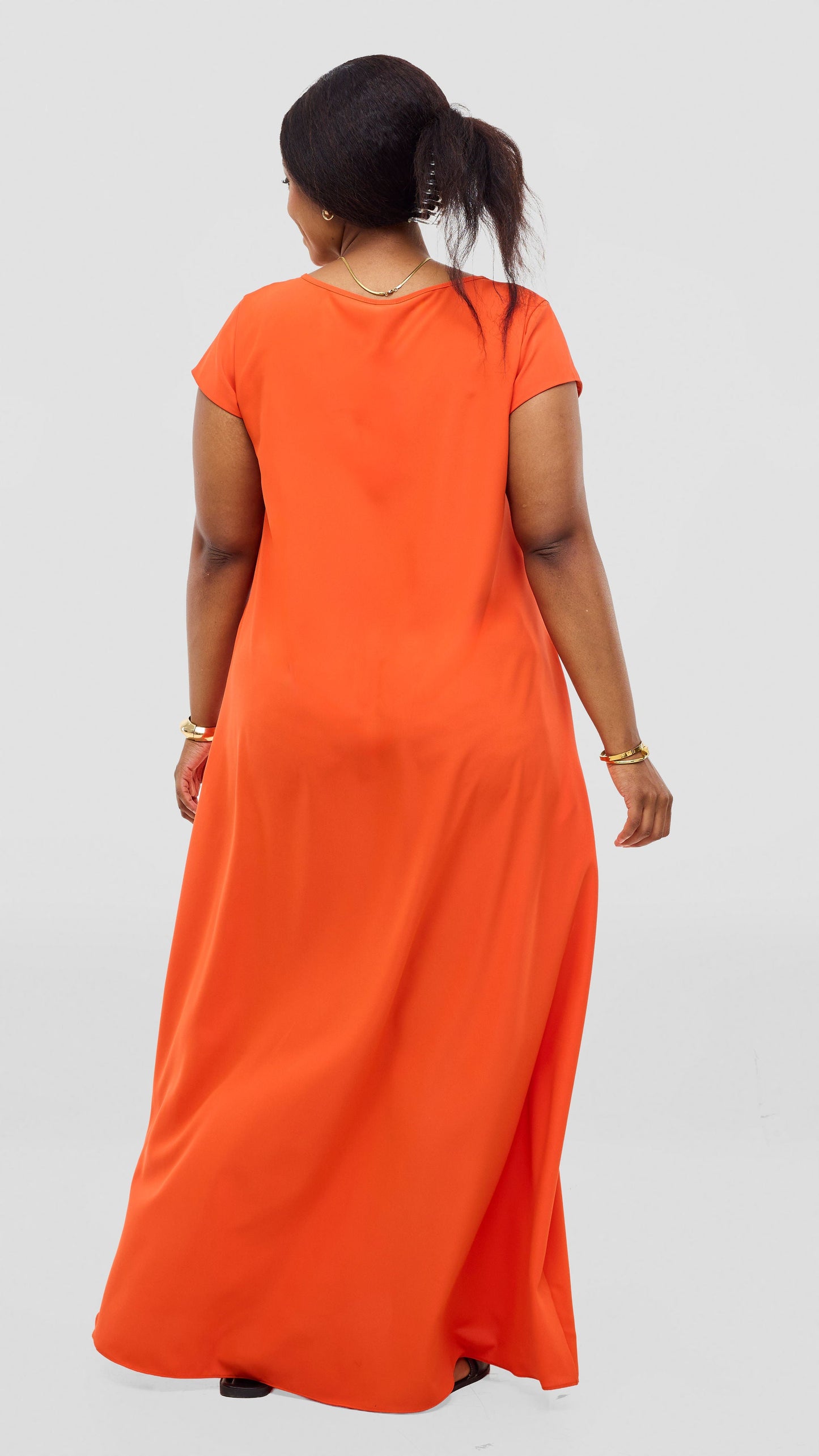 Vivo Sakari Cap Sleeve Maxi Dress - Orange