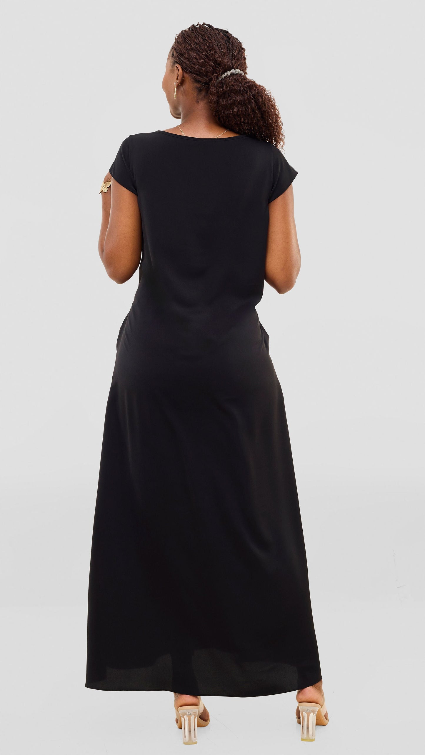 Vivo Sakari Cap Sleeve Maxi Dress - Black