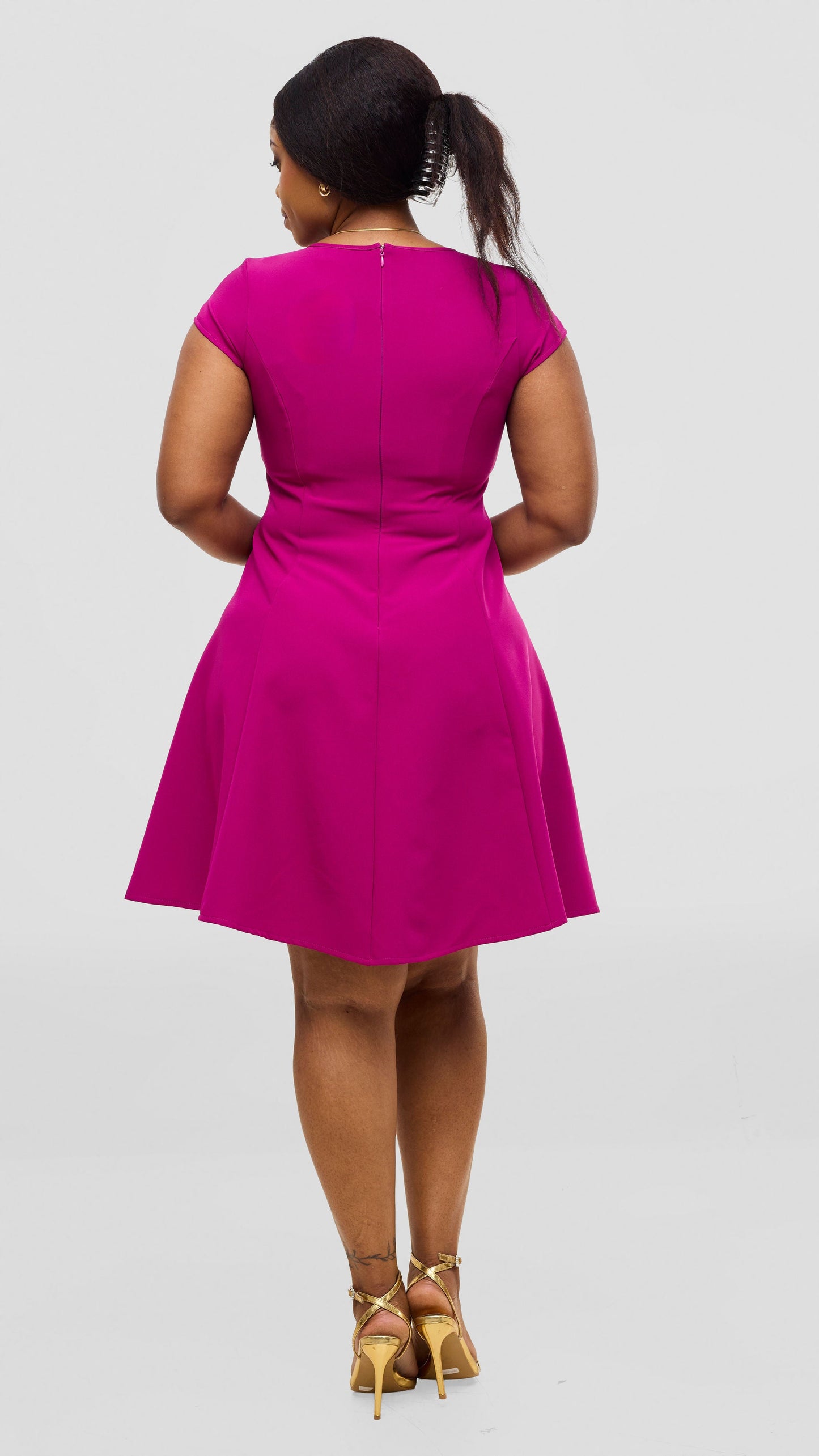Vivo Zelda Panelled Dress In Crepe - Dark Pink