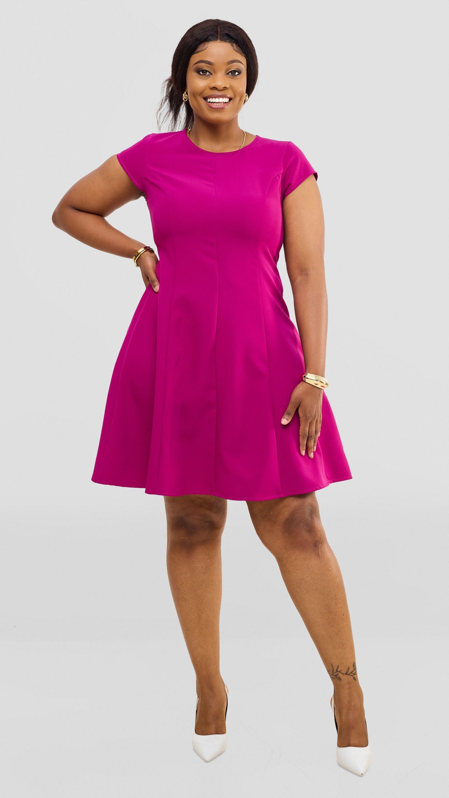 Vivo Zelda Panelled Dress In Crepe - Dark Pink