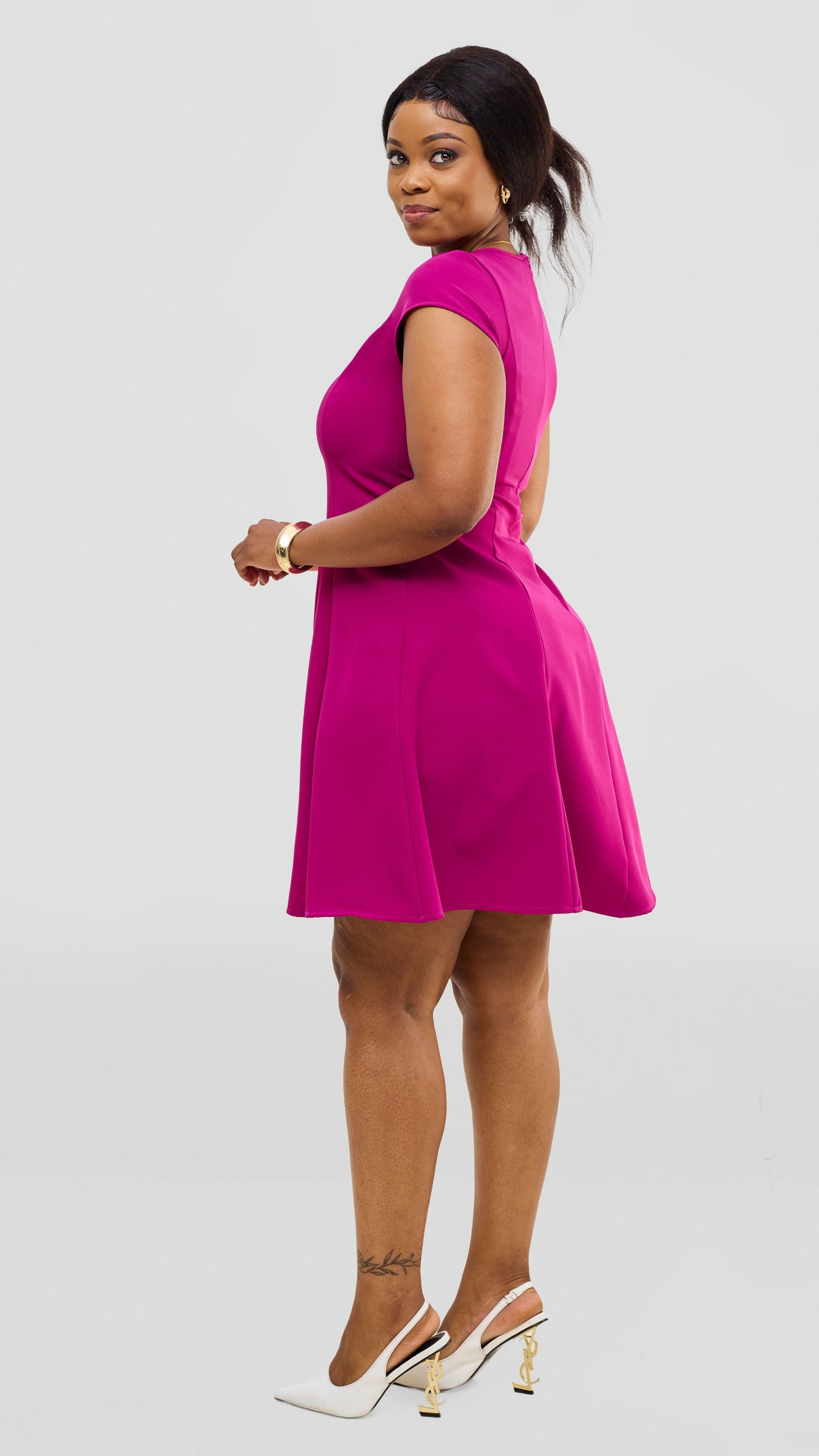 Vivo Zelda Panelled Dress In Crepe - Dark Pink