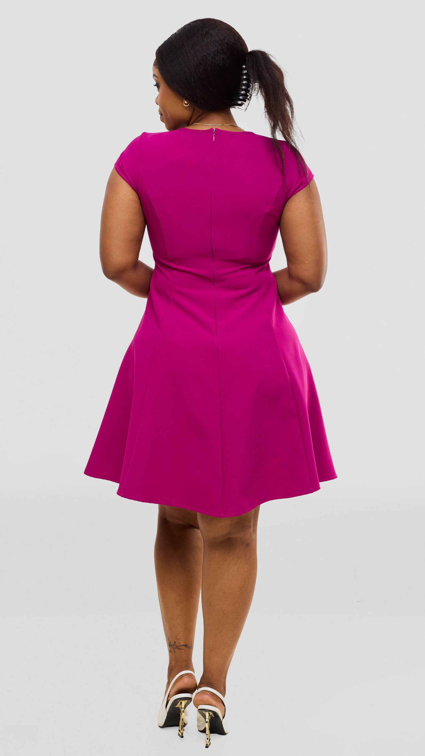 Vivo Zelda Panelled Dress In Crepe - Dark Pink